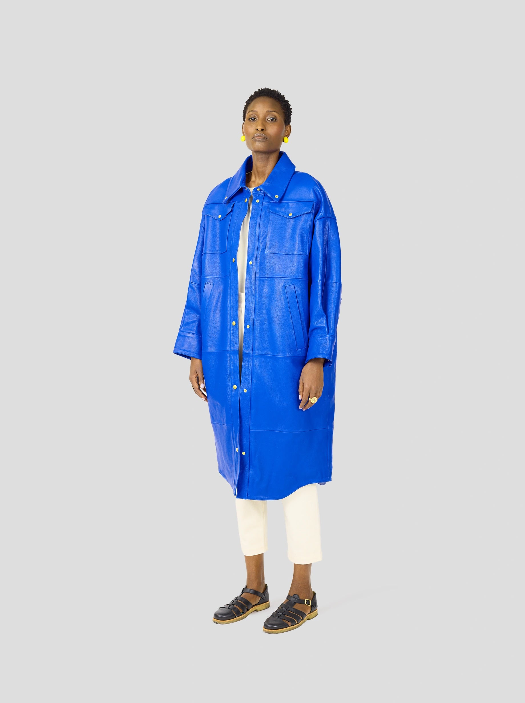 Marines coat in blue Gitaine leather