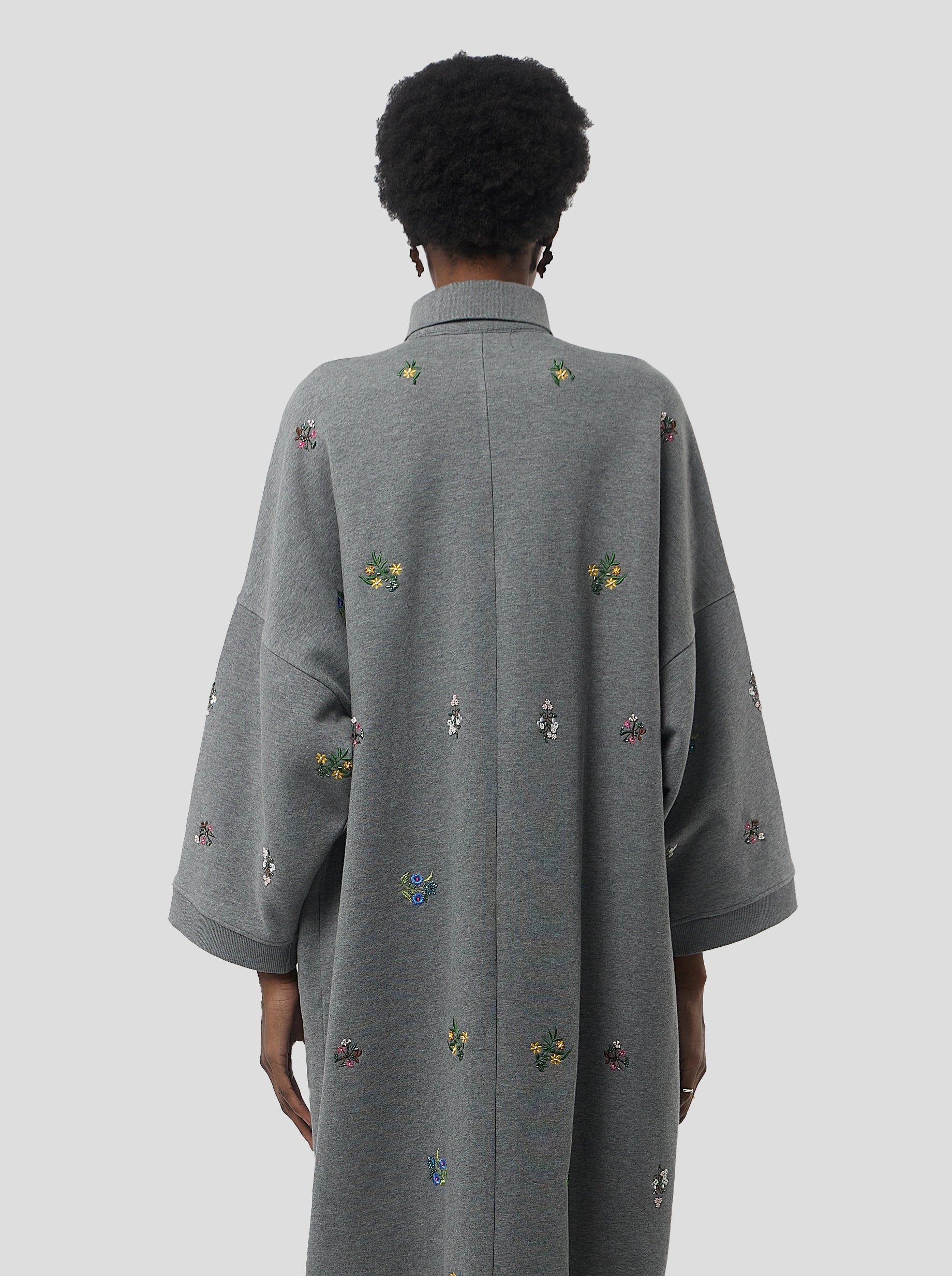 Milo dress in grey beaded embroidered fleece