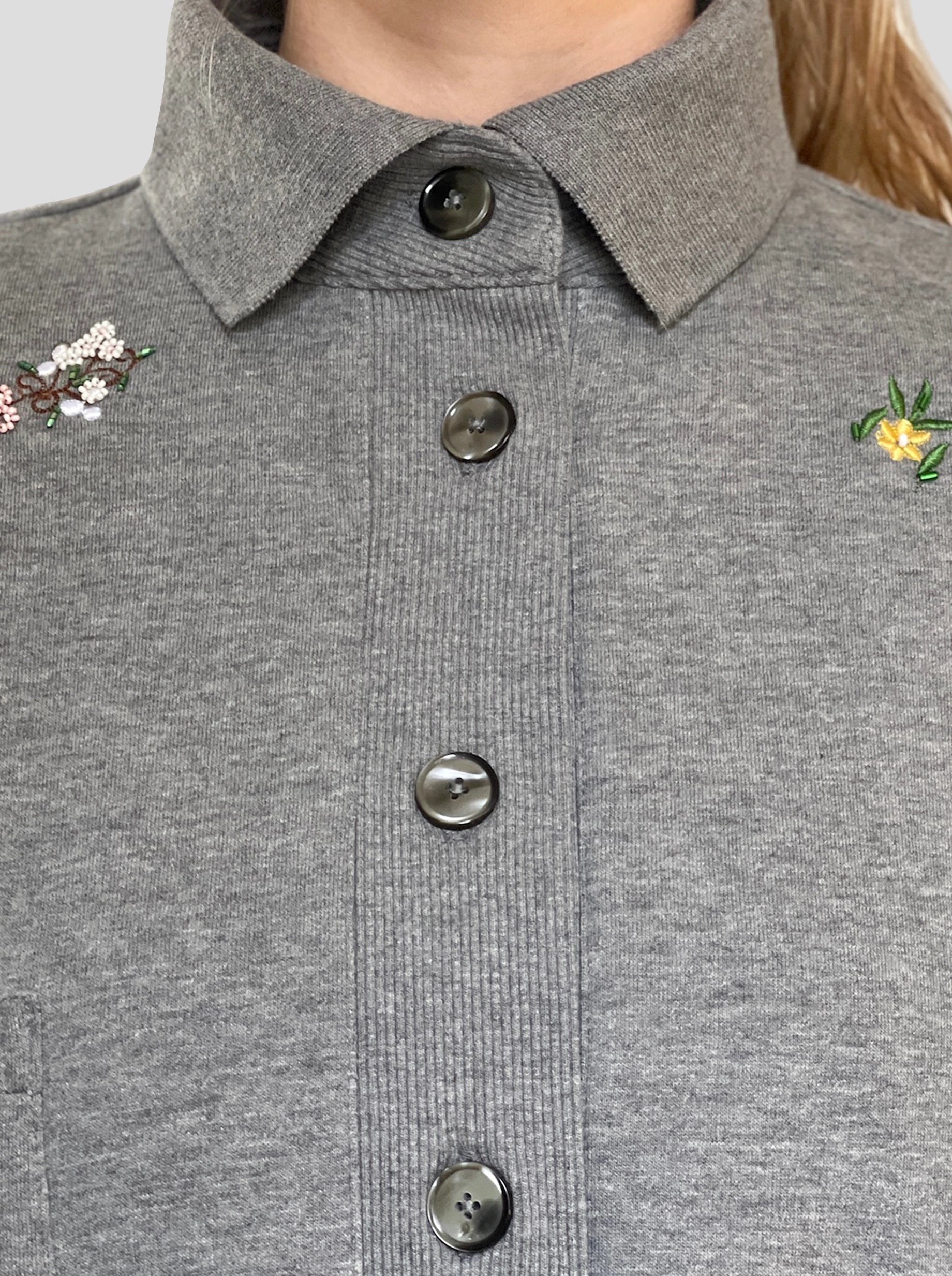 Milo dress in grey beaded embroidered fleece