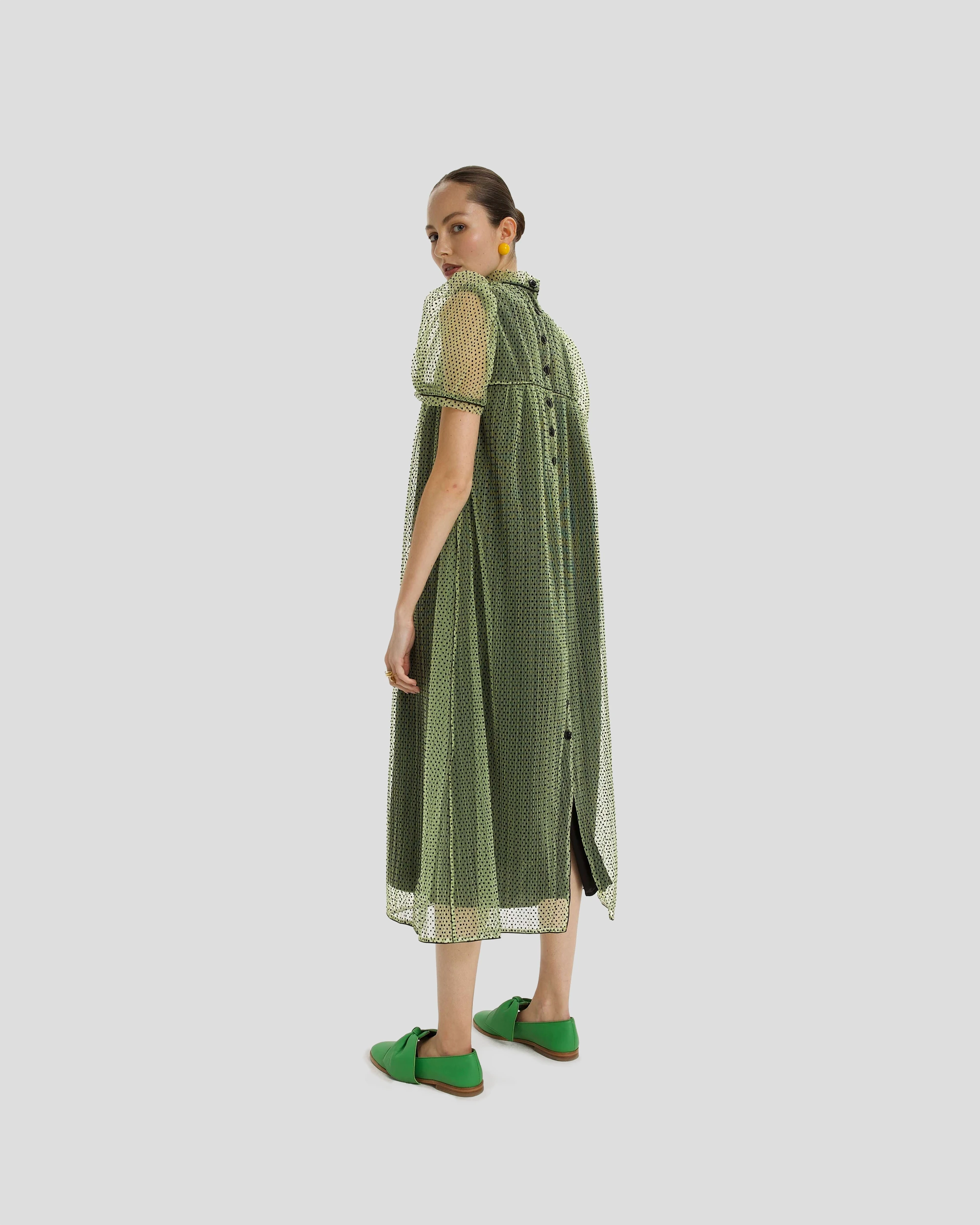 Robe Mira en plumetis craquant Olive