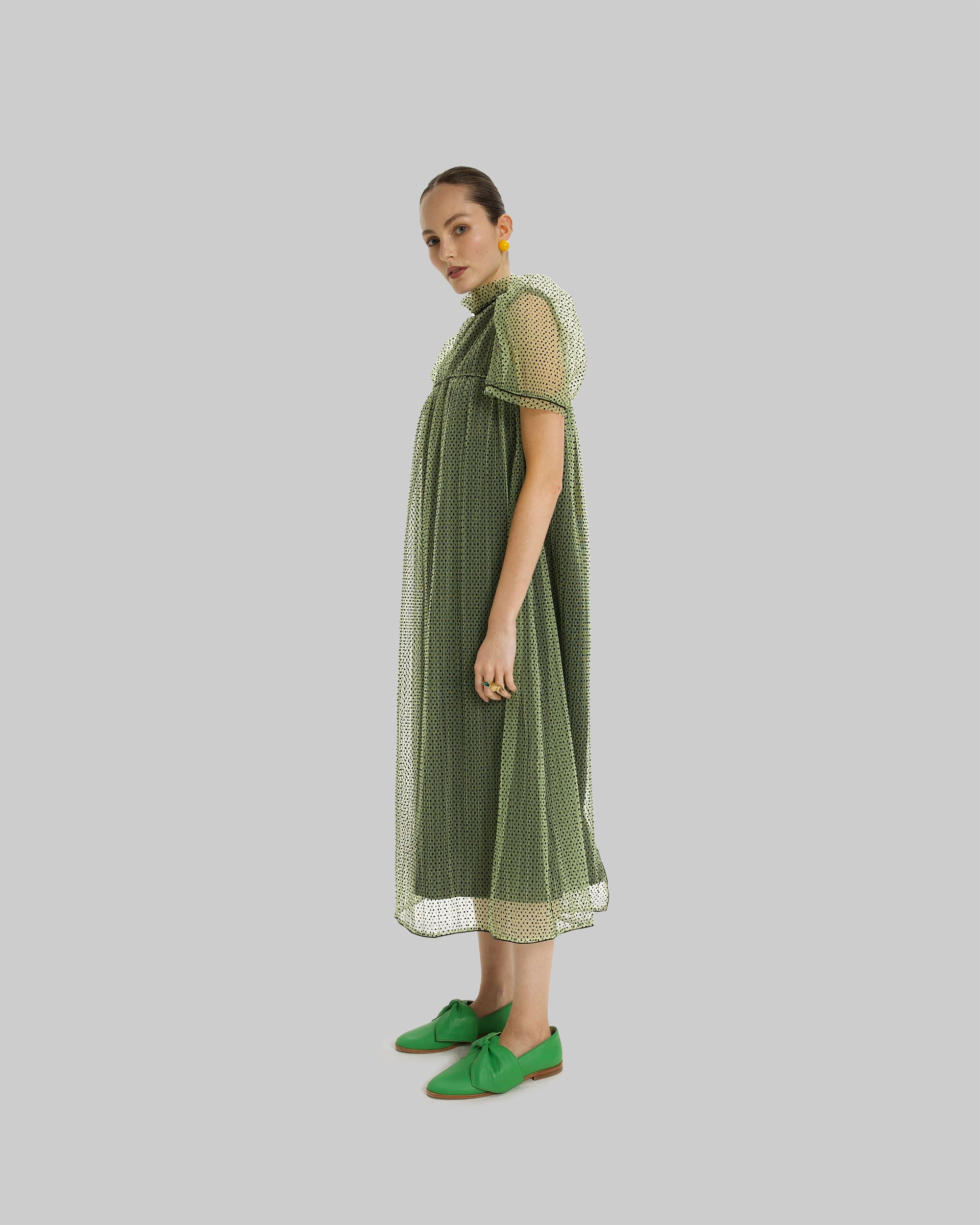 Robe Mira en plumetis craquant Olive