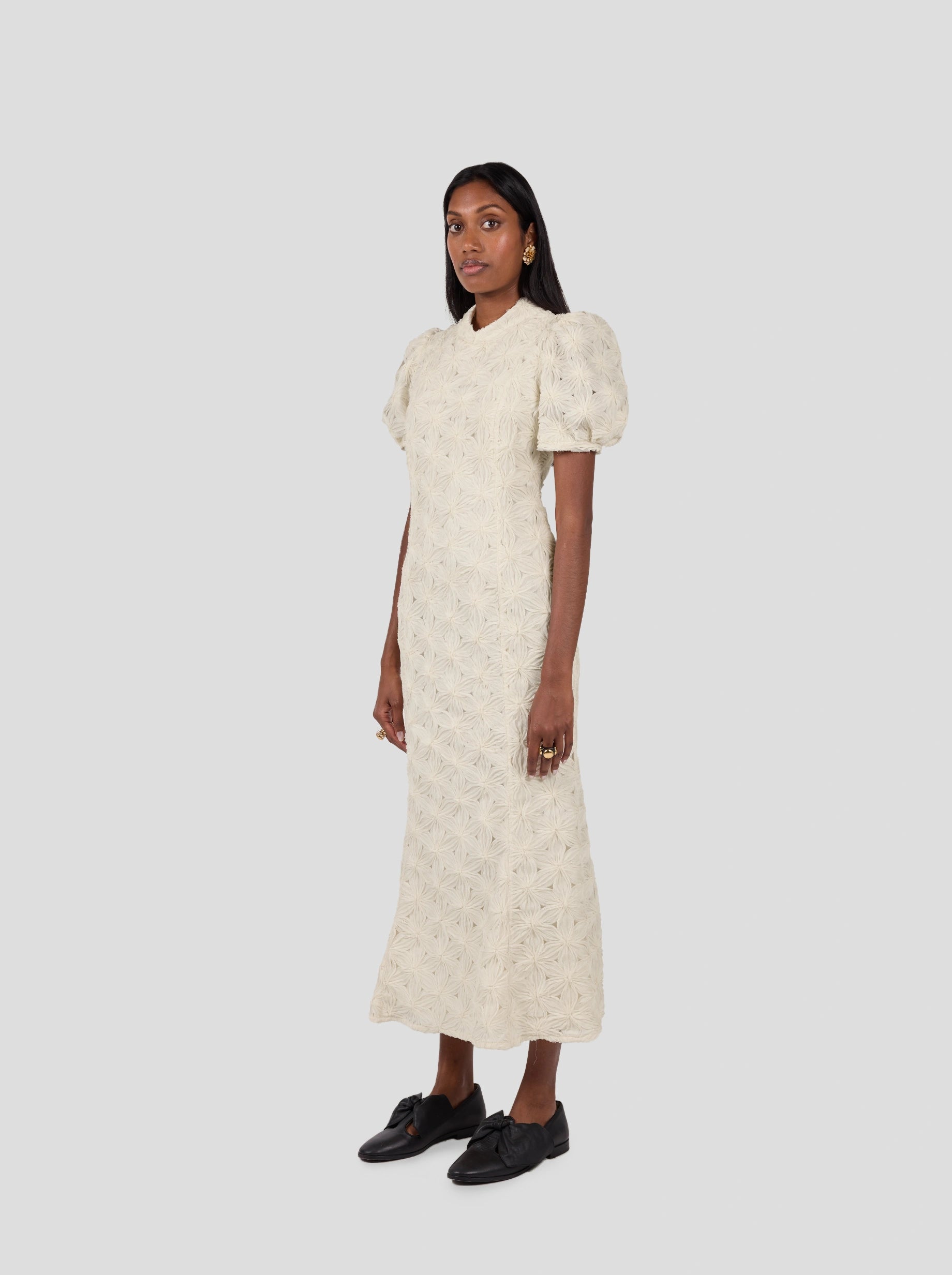 Nas Dress In Fragmented Enameled Lace