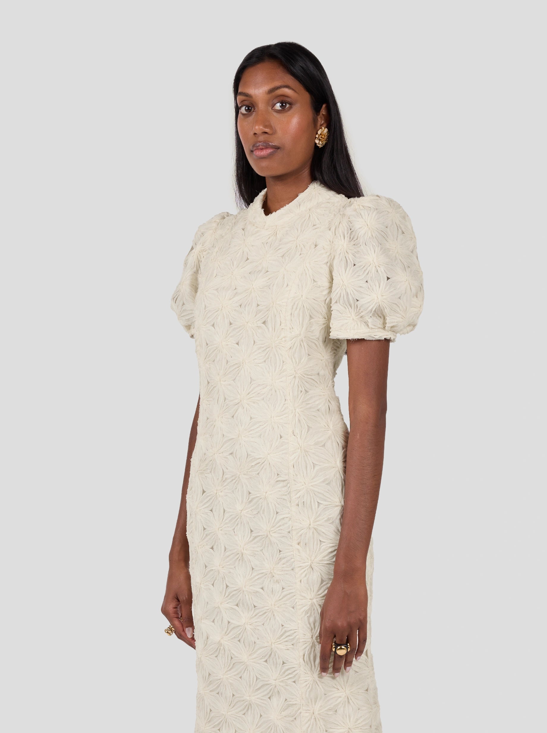 Nas Dress In Fragmented Enameled Lace