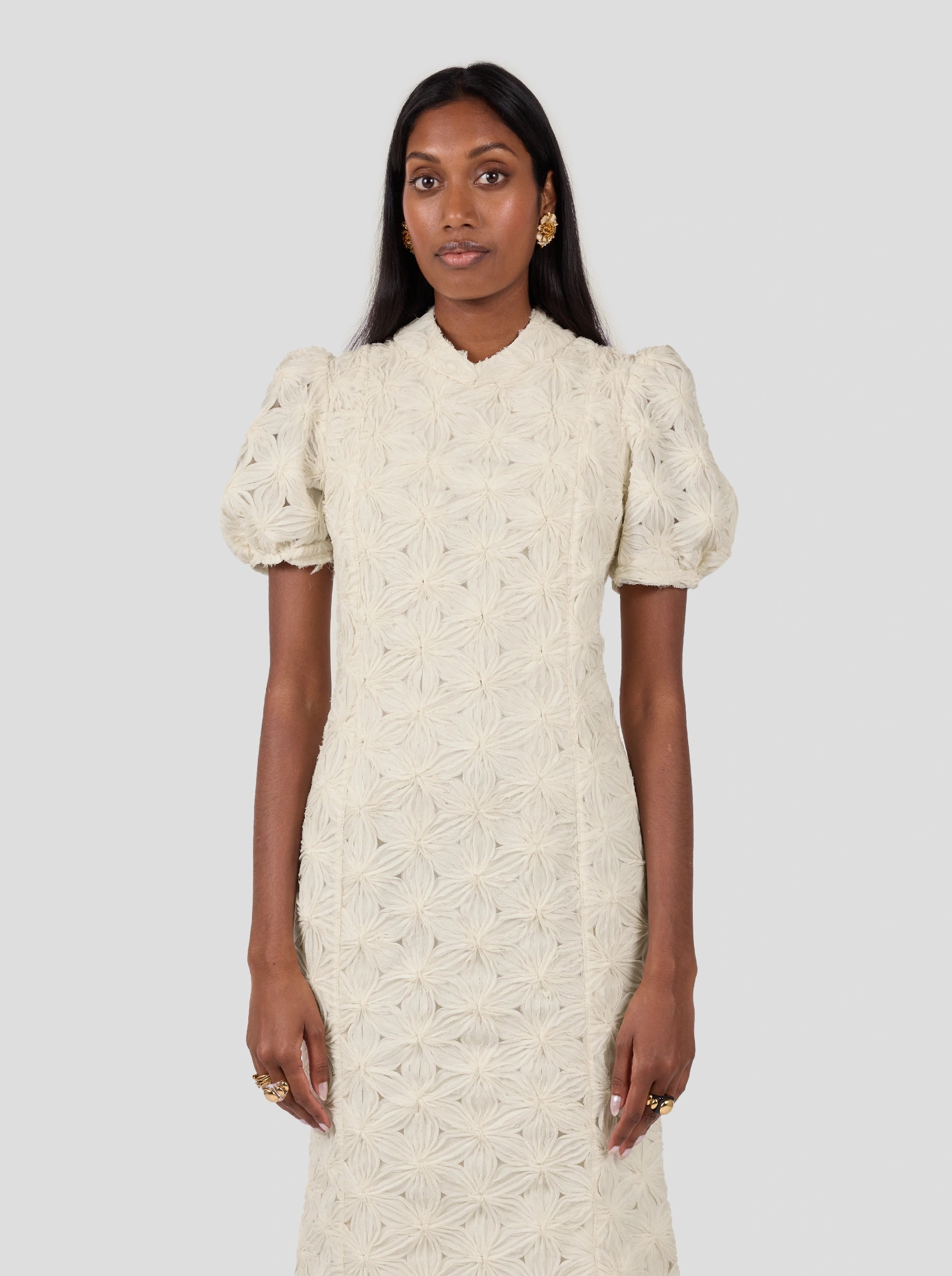 Nas Dress In Fragmented Enameled Lace