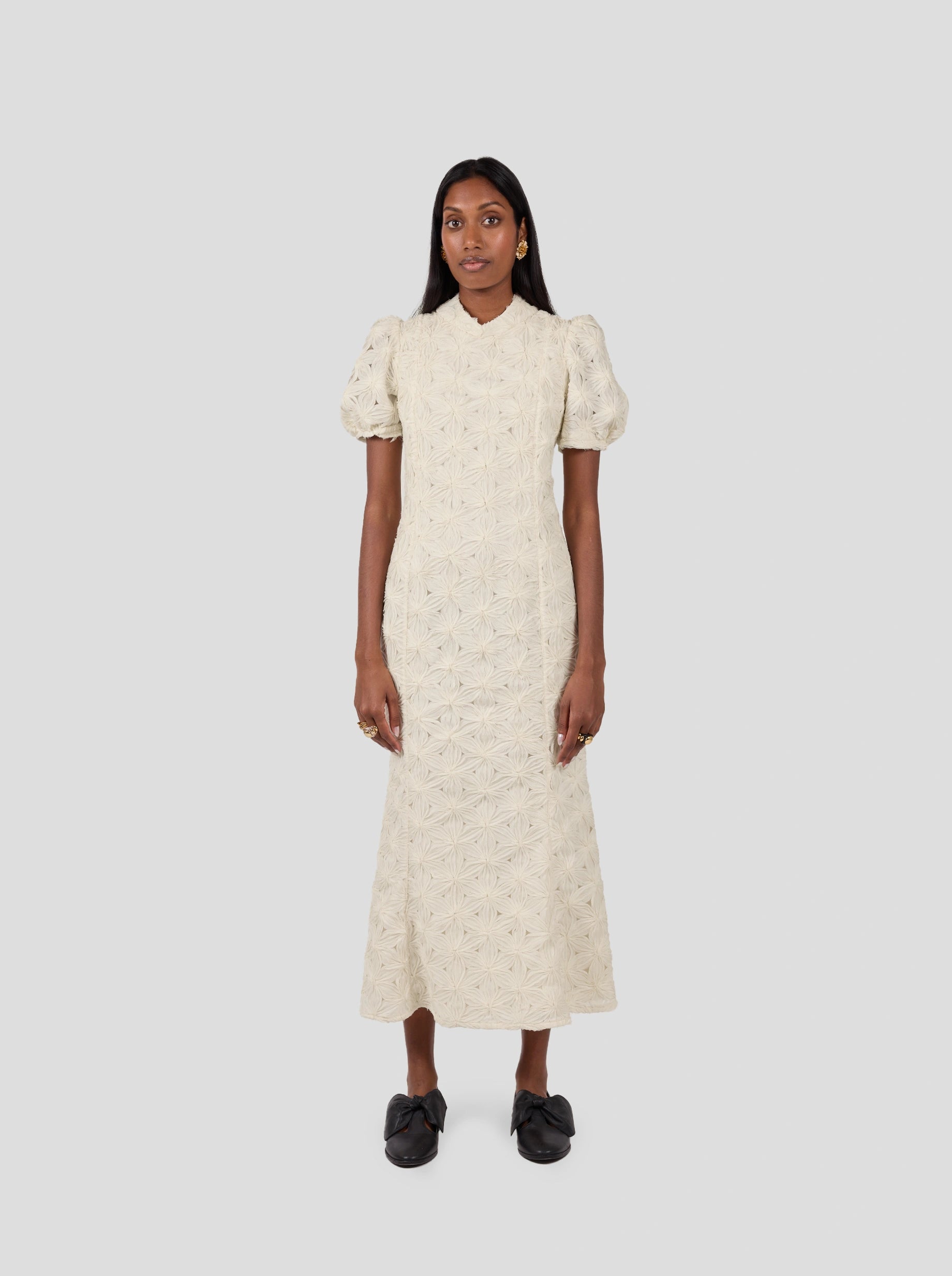 Nas Dress In Fragmented Enameled Lace