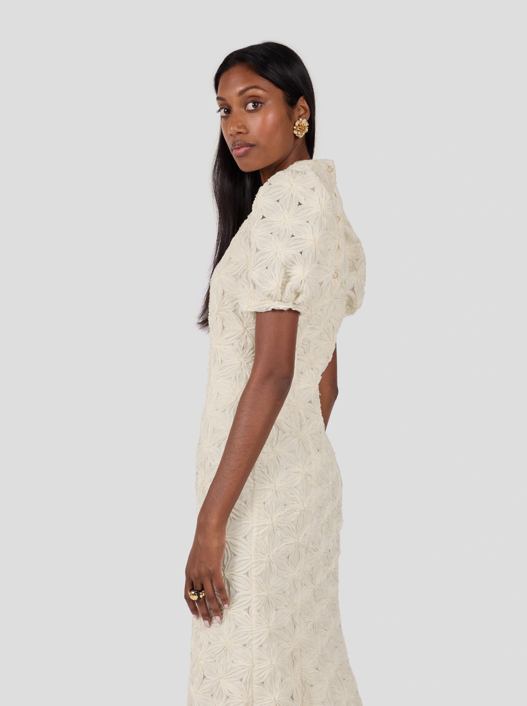 Nas Dress In Fragmented Enameled Lace