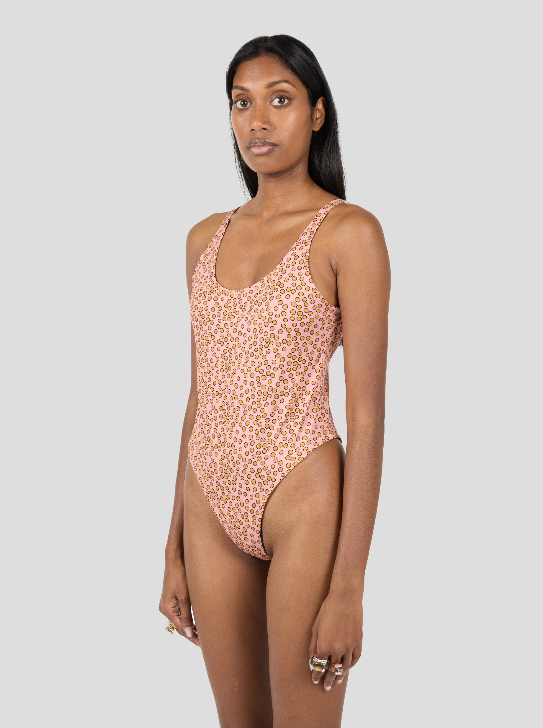 OTIS SWIMSUIT IN CANYON CLAY MESSY DOTS PRINT