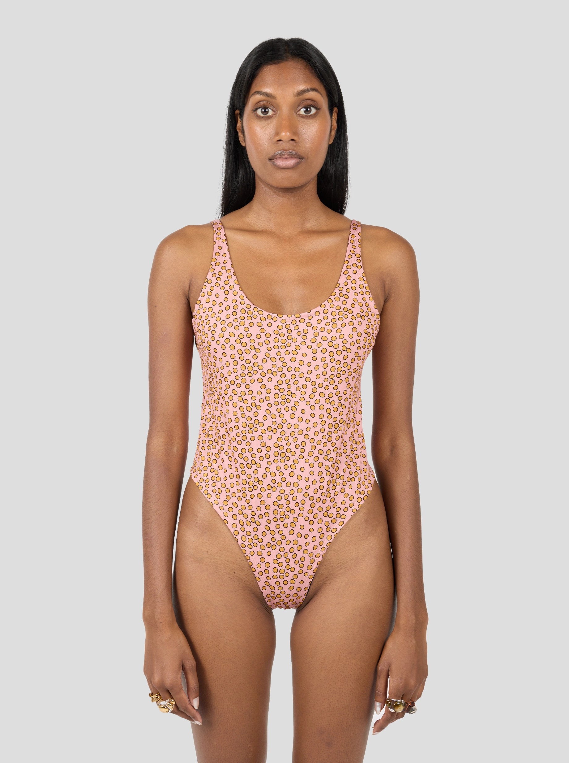 OTIS SWIMSUIT IN CANYON CLAY MESSY DOTS PRINT