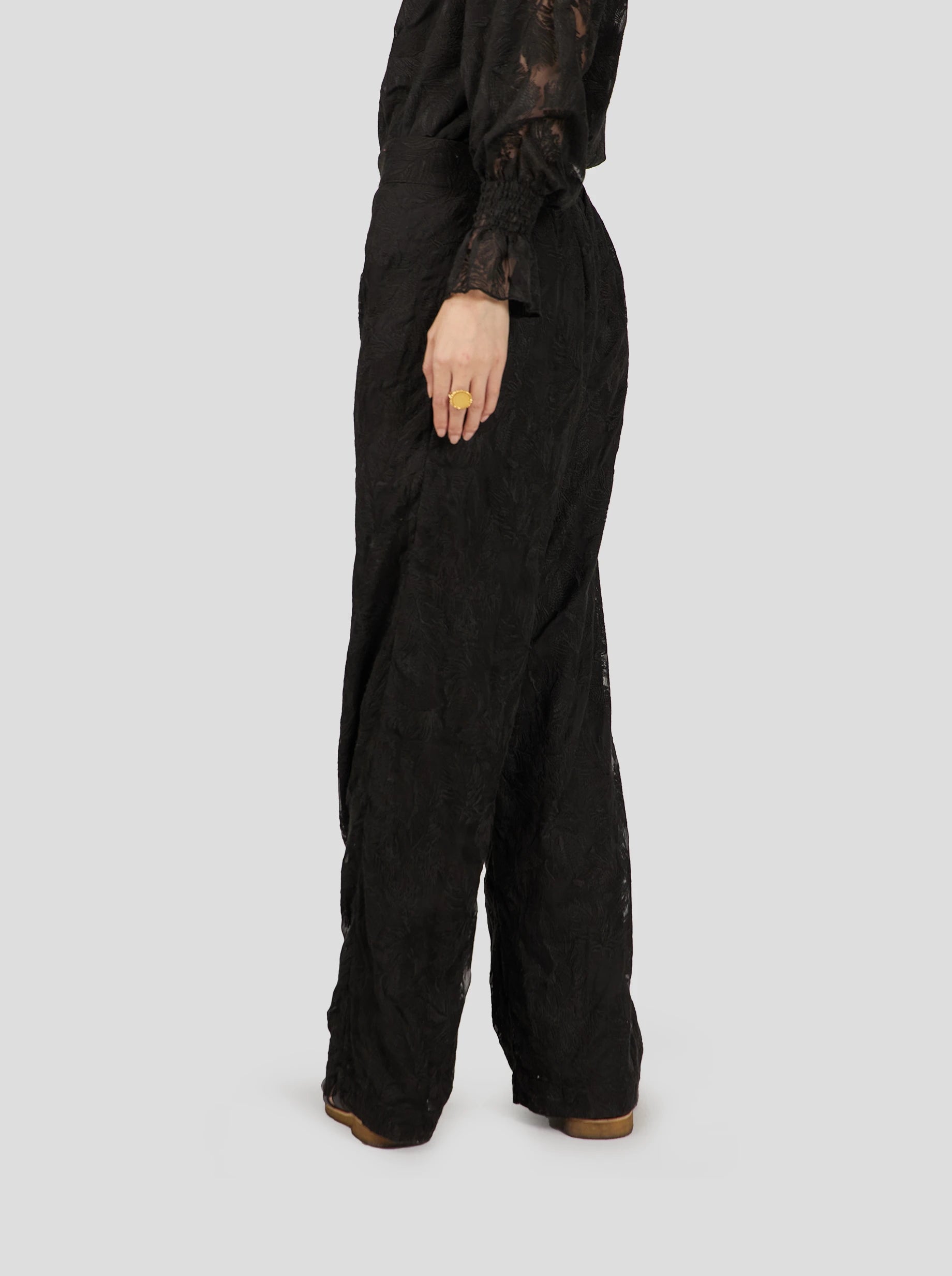 Spartacus Pants in Onyx Embroidered Veil