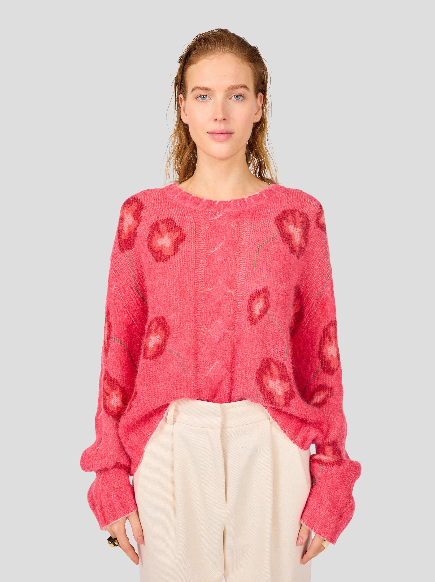 Ellis sweater in raspberry Poppy knit