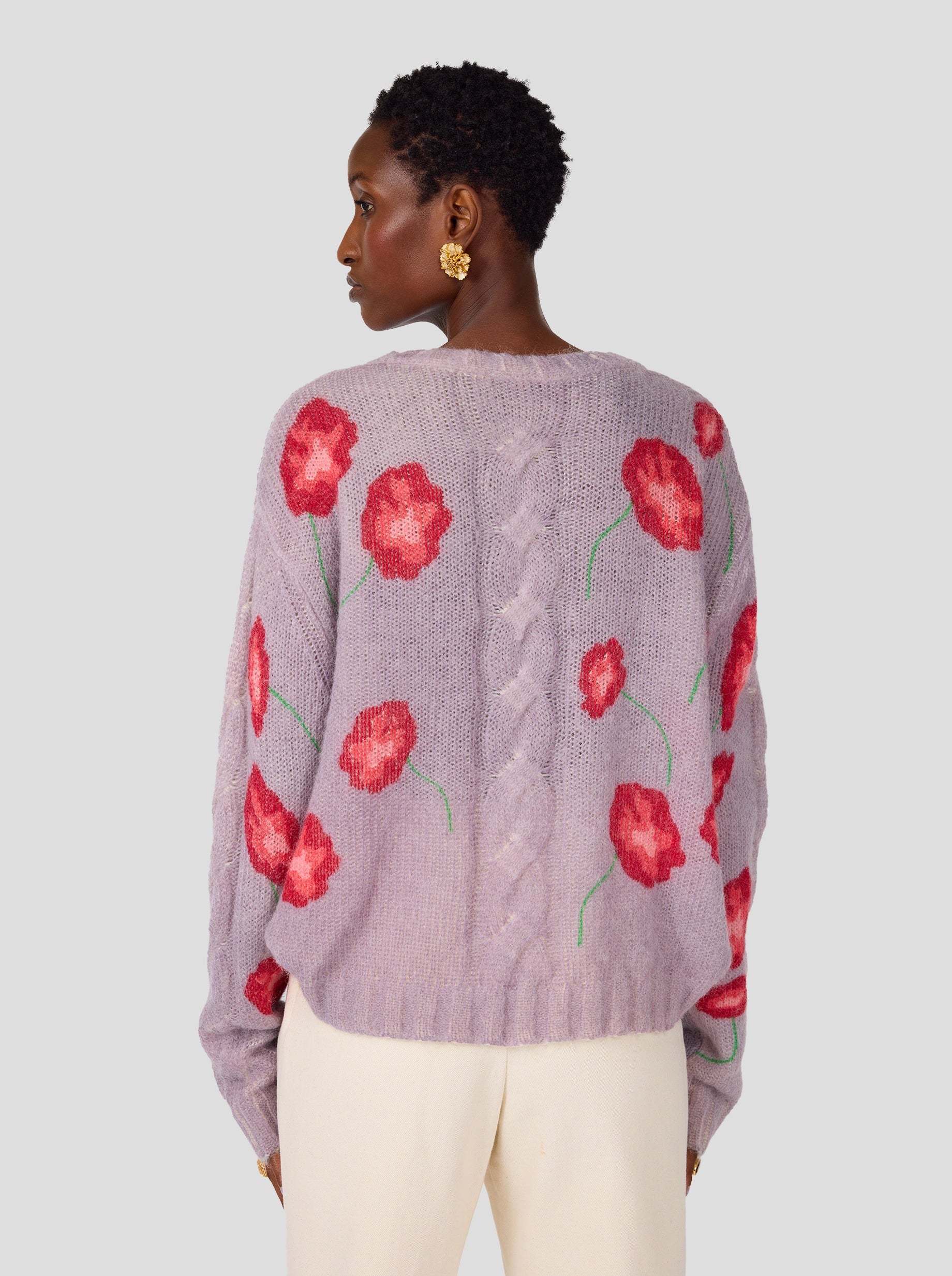 Pull Ellis en maille imprimé Coquelicot lilas