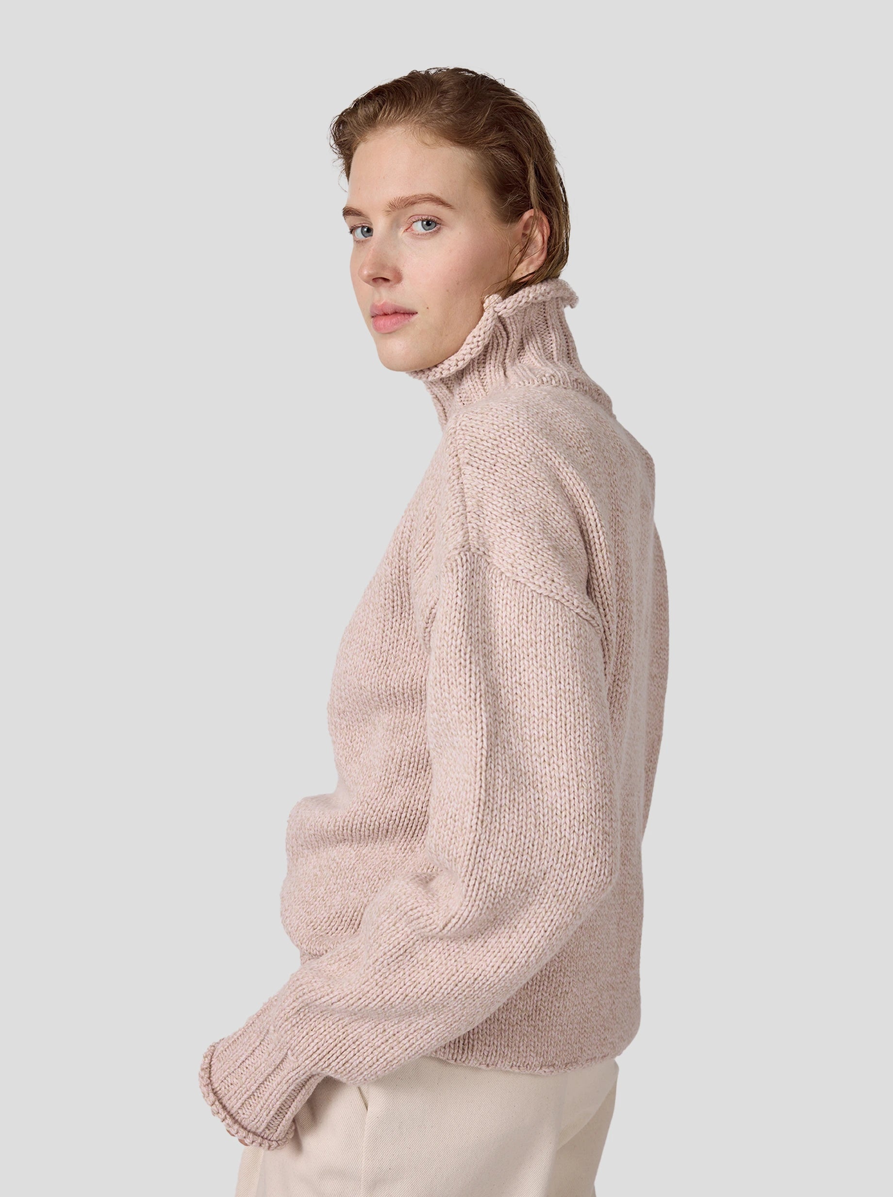 Opal Turtleneck in Chalk Knit