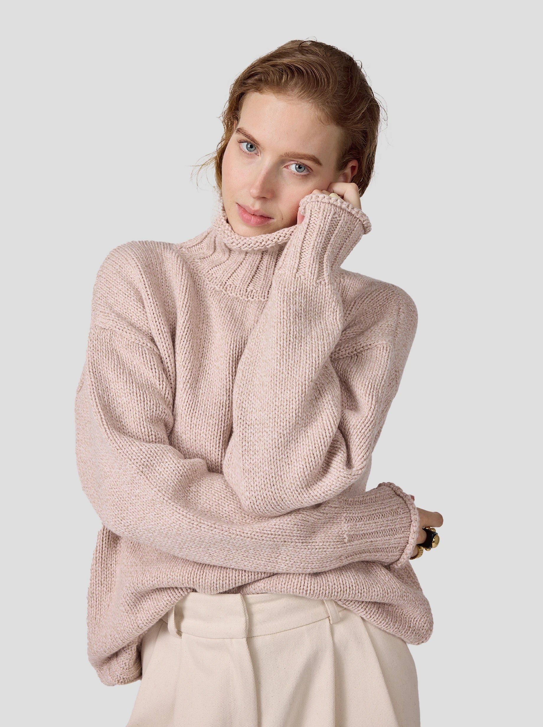 Opal Turtleneck in Chalk Knit