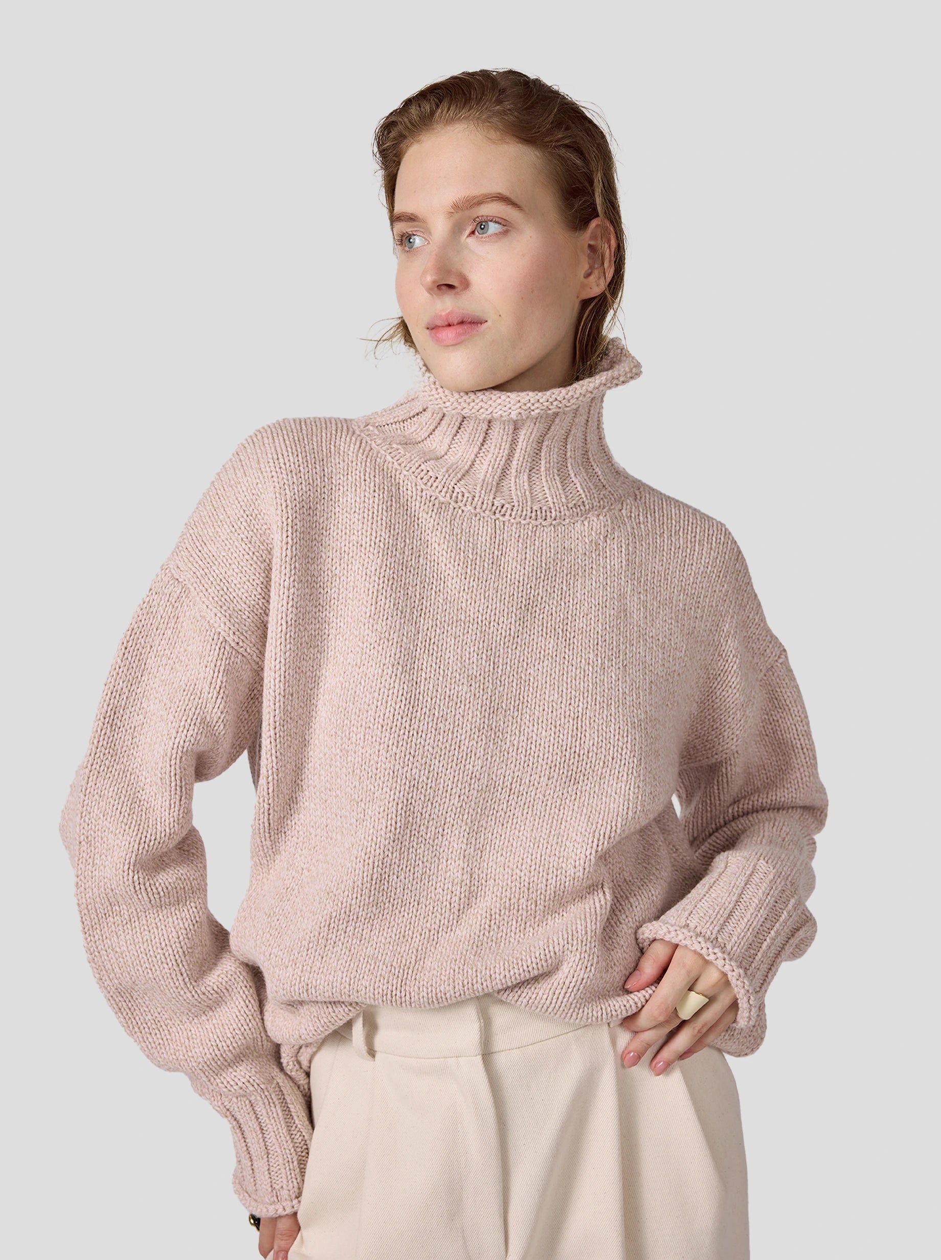 Opal Turtleneck in Chalk Knit