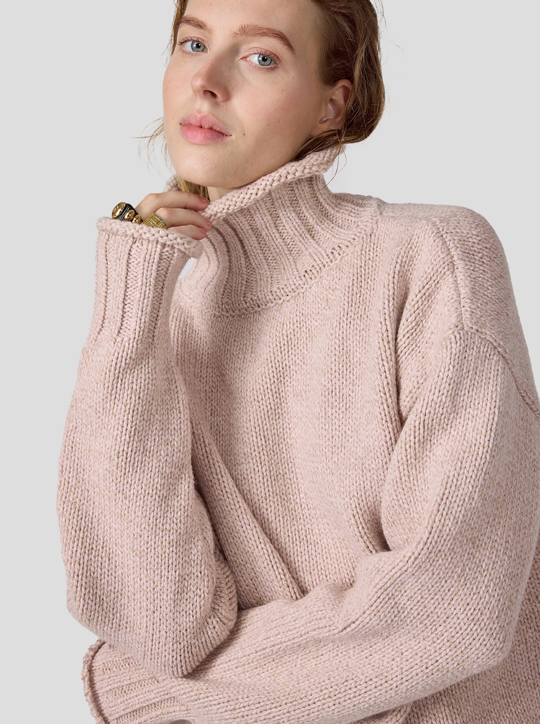 Opal Turtleneck in Chalk Knit