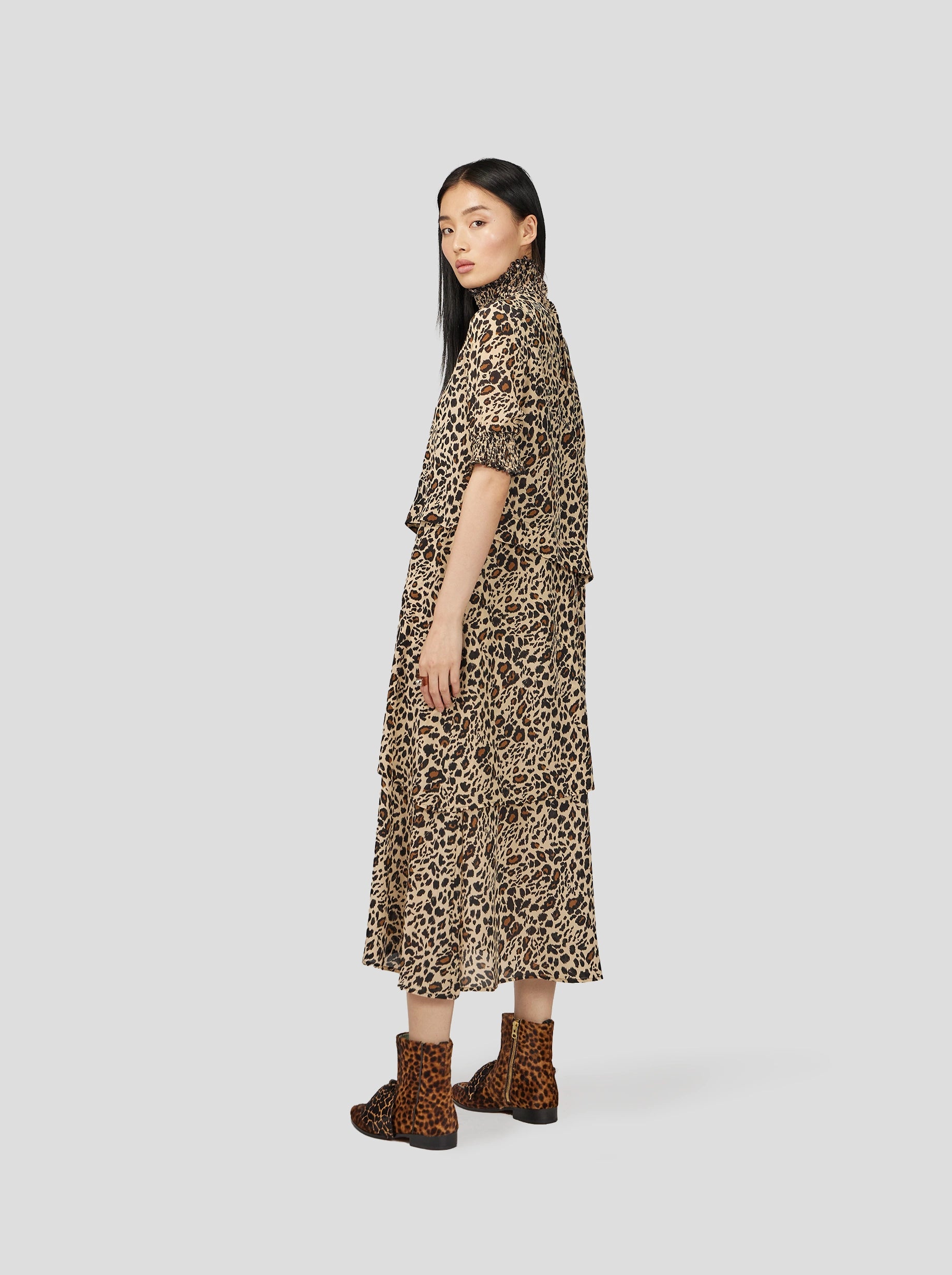 Dries Dress in Silky Leopard Print