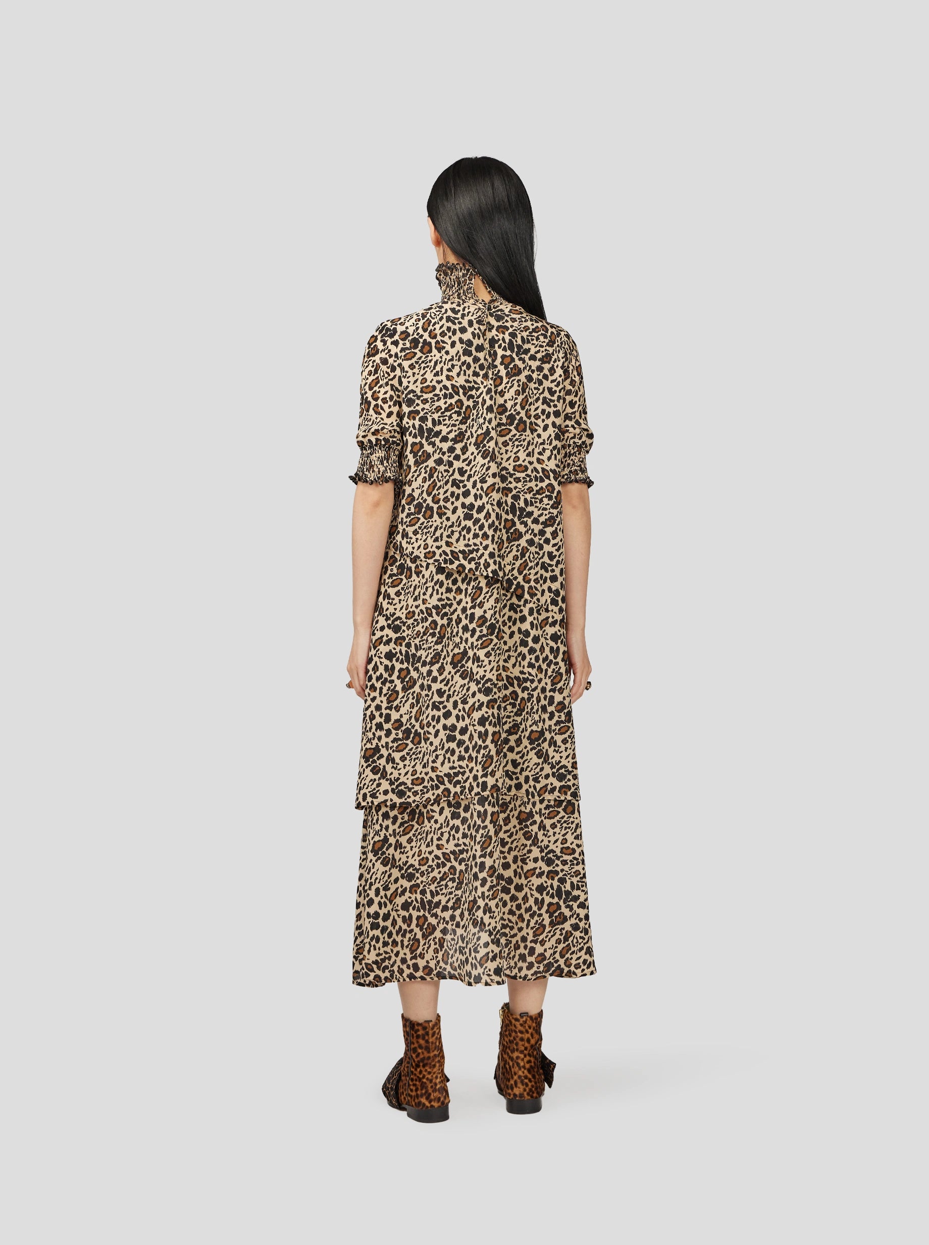 Dries Dress in Silky Leopard Print