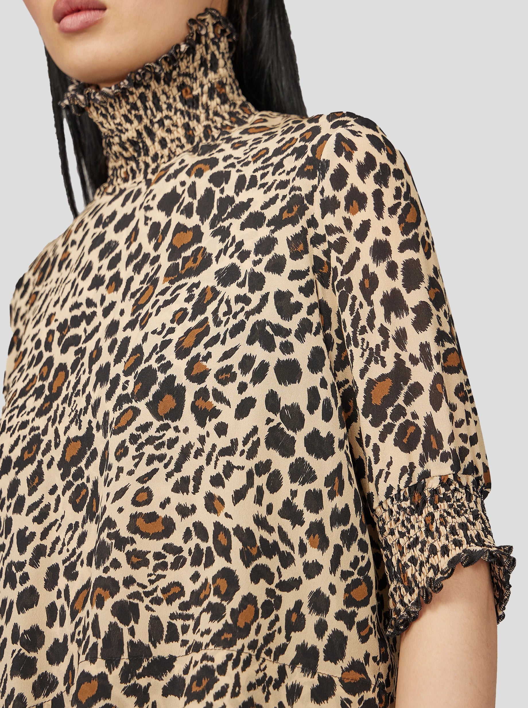 Dries Dress in Silky Leopard Print