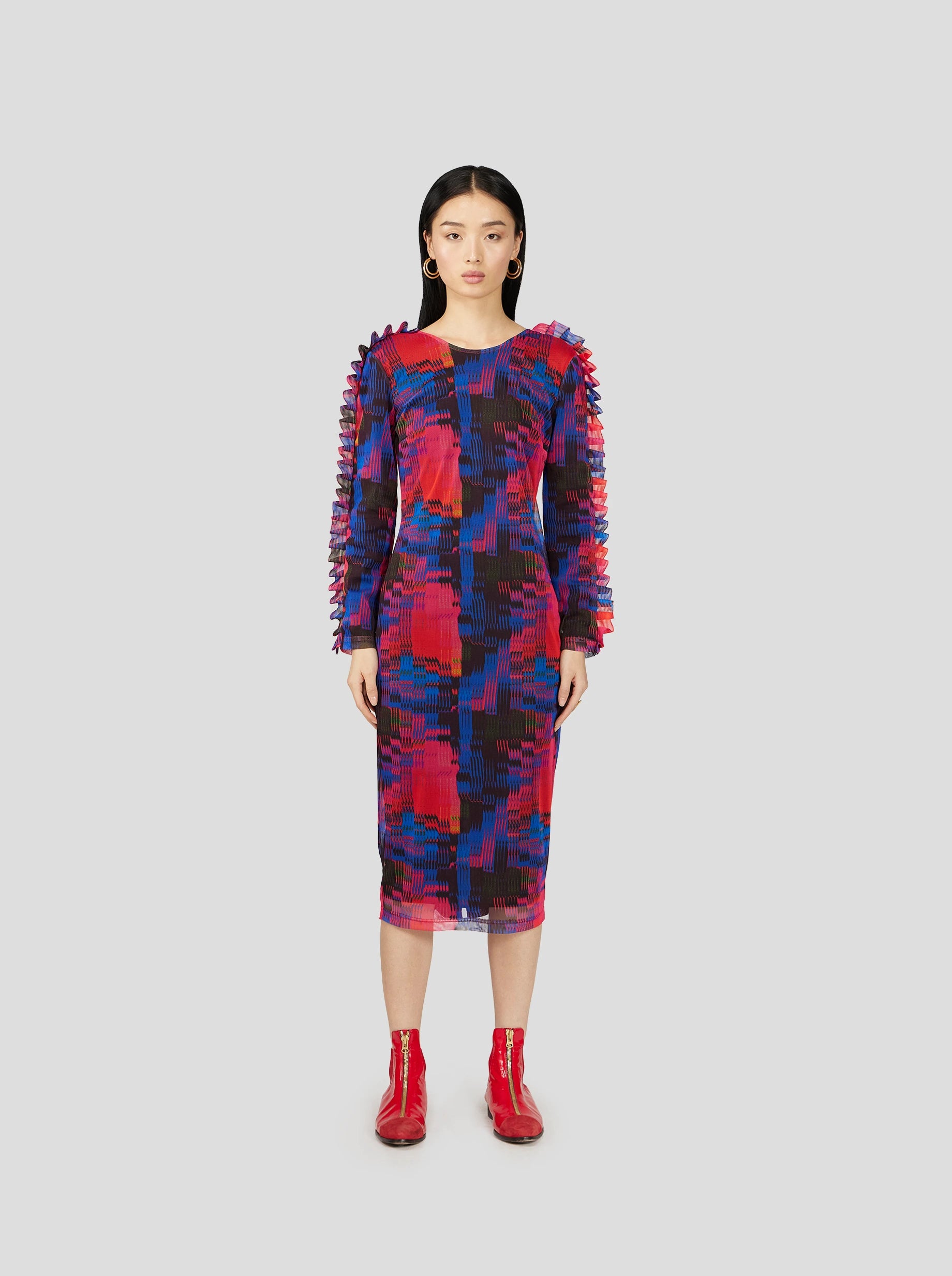 FOX DRESS IN FUSE PRINTED MESH