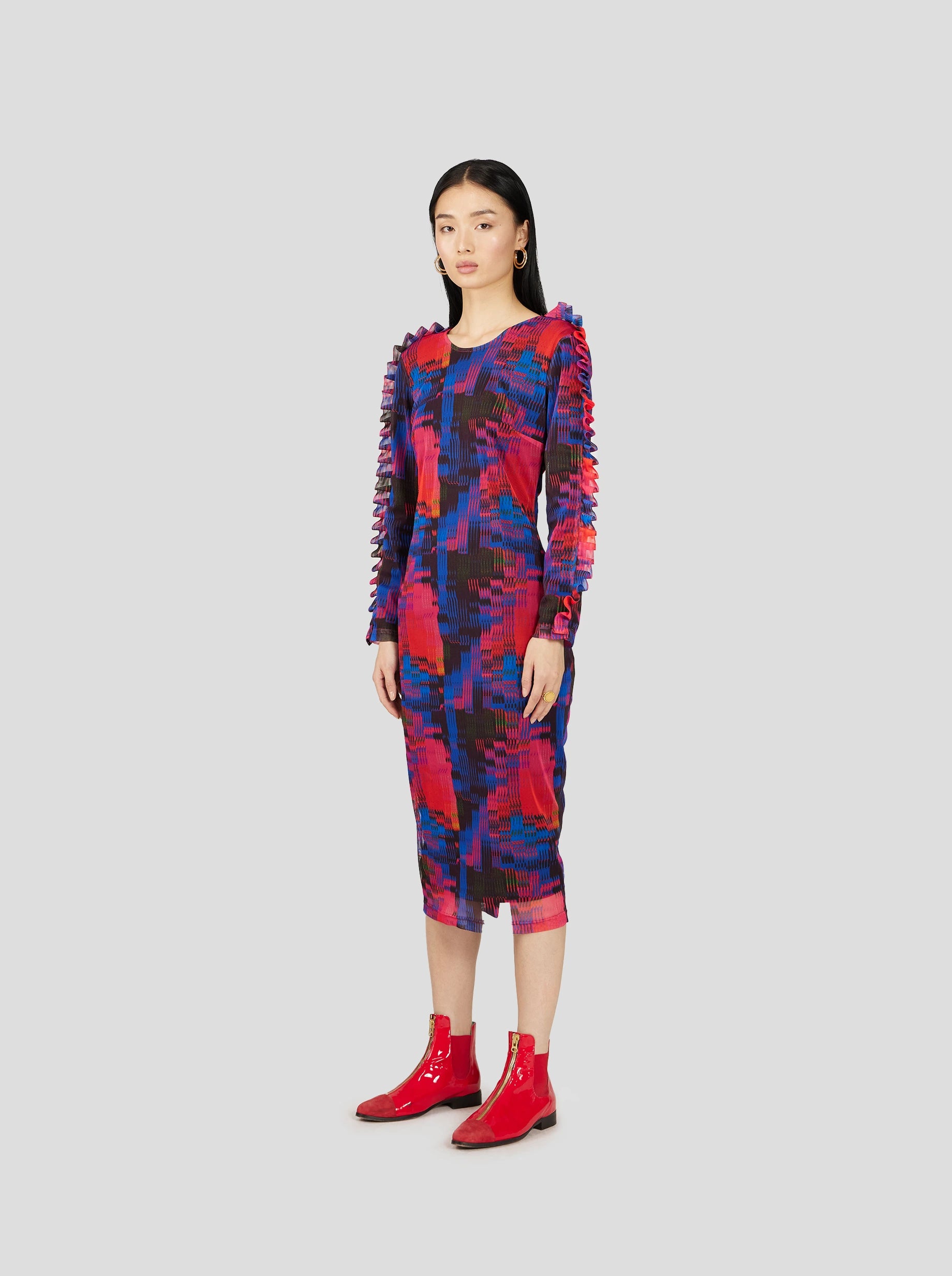 FOX DRESS IN FUSE PRINTED MESH