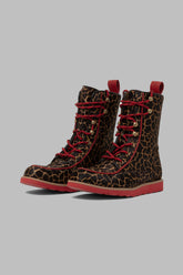 Mountain Boots in giraffe printed leather