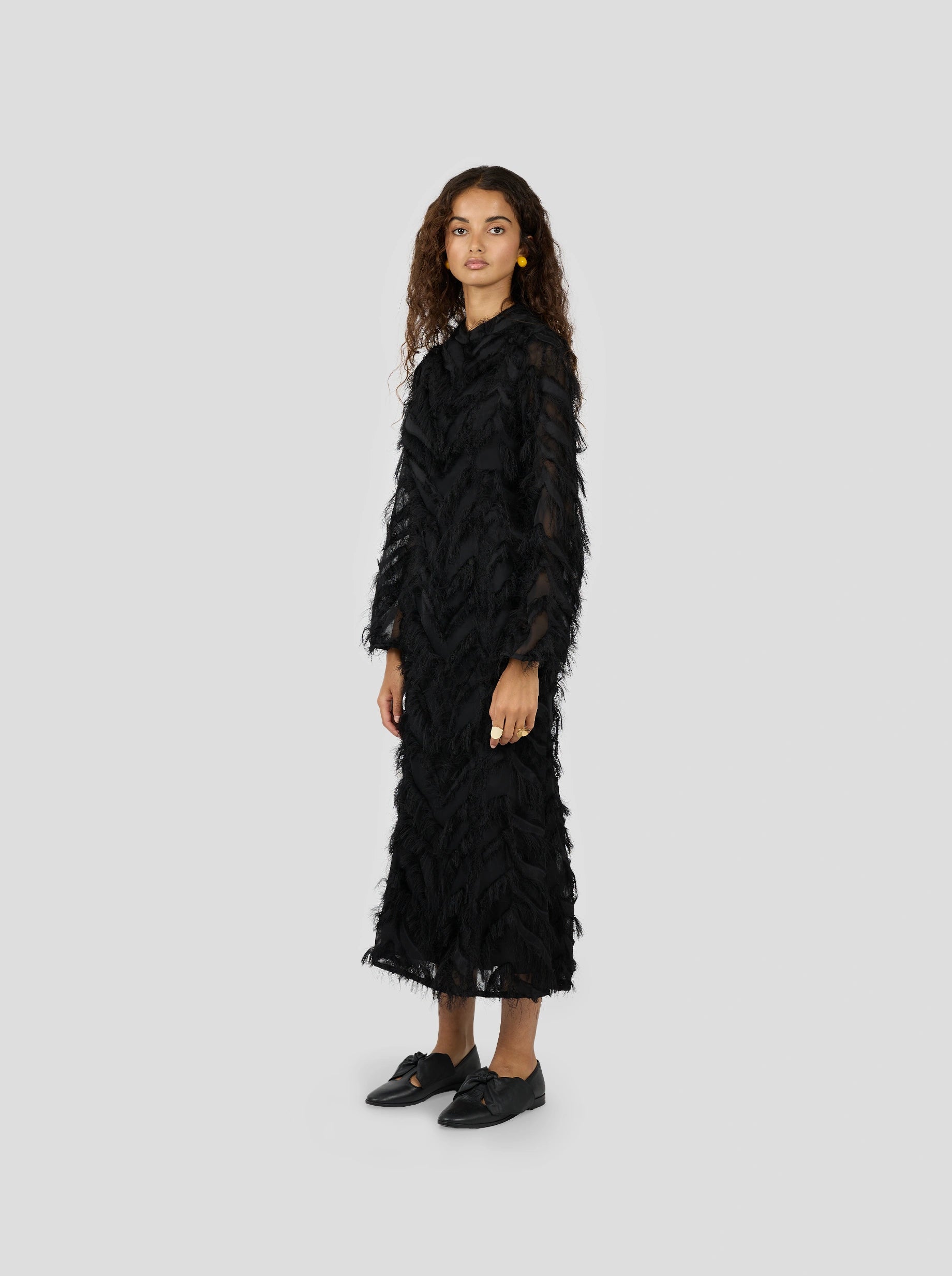 Sweet Suze Dress in Black Feathers