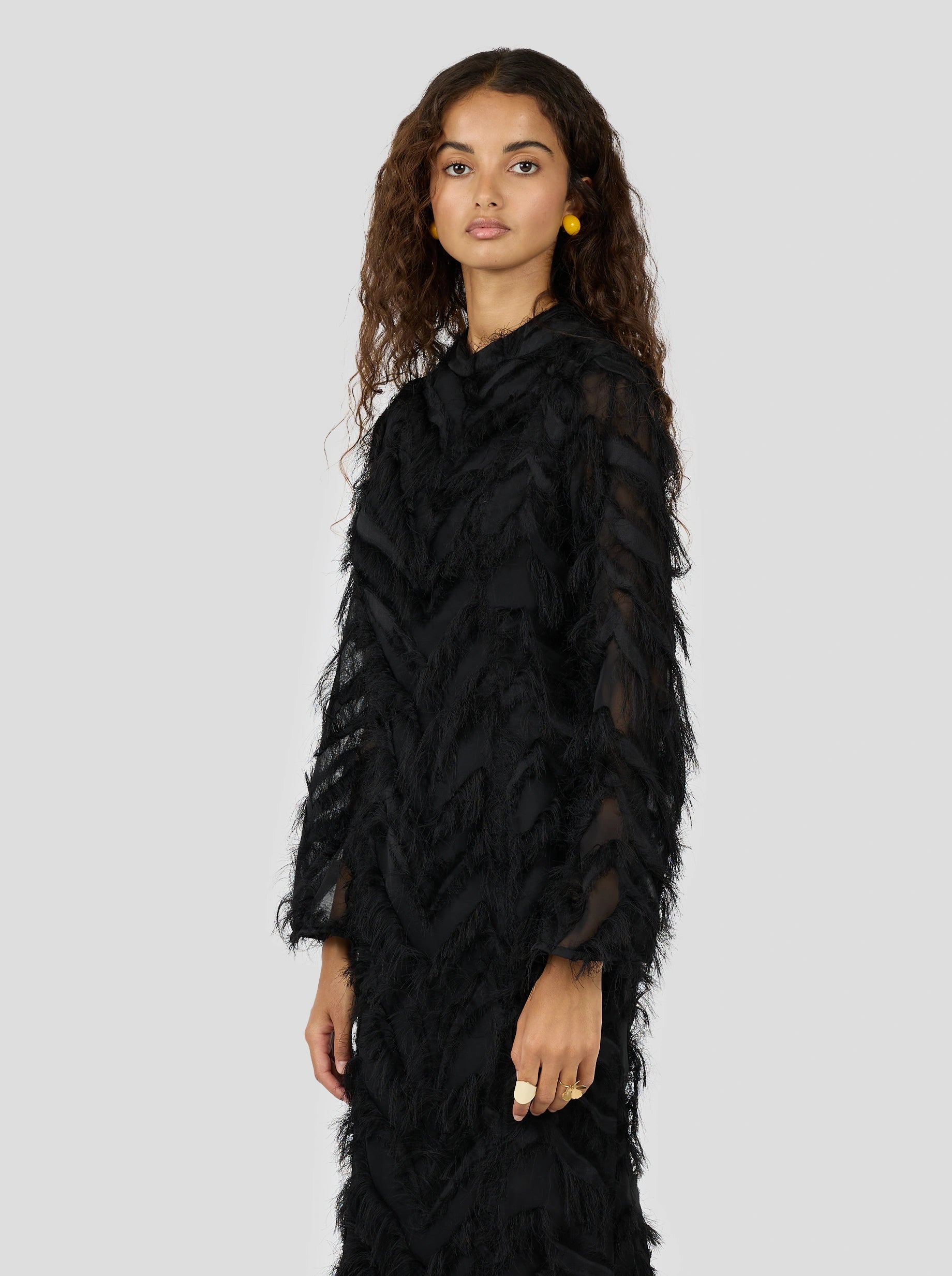 Sweet Suze Dress in Black Feathers