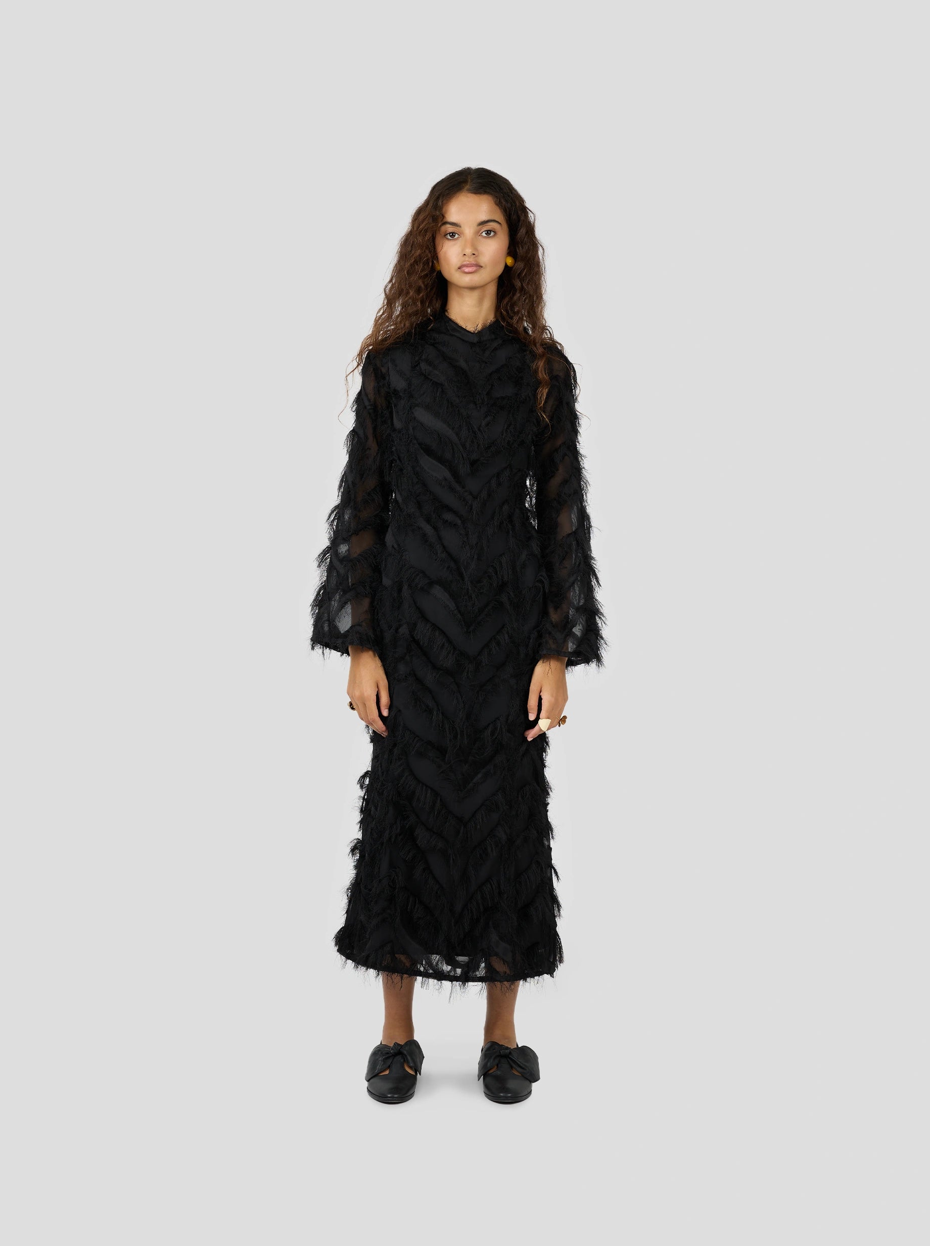 Sweet Suze Dress in Black Feathers