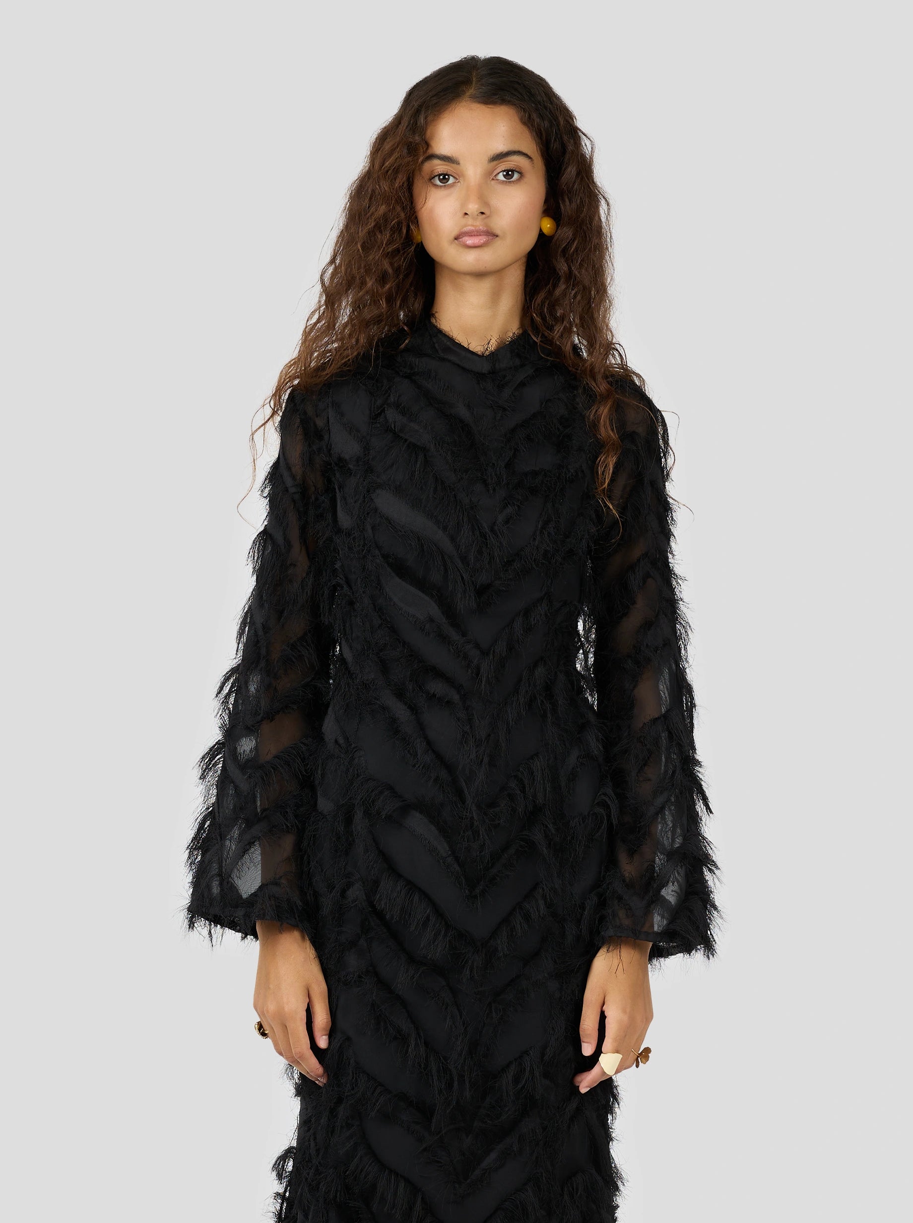 Sweet Suze Dress in Black Feathers