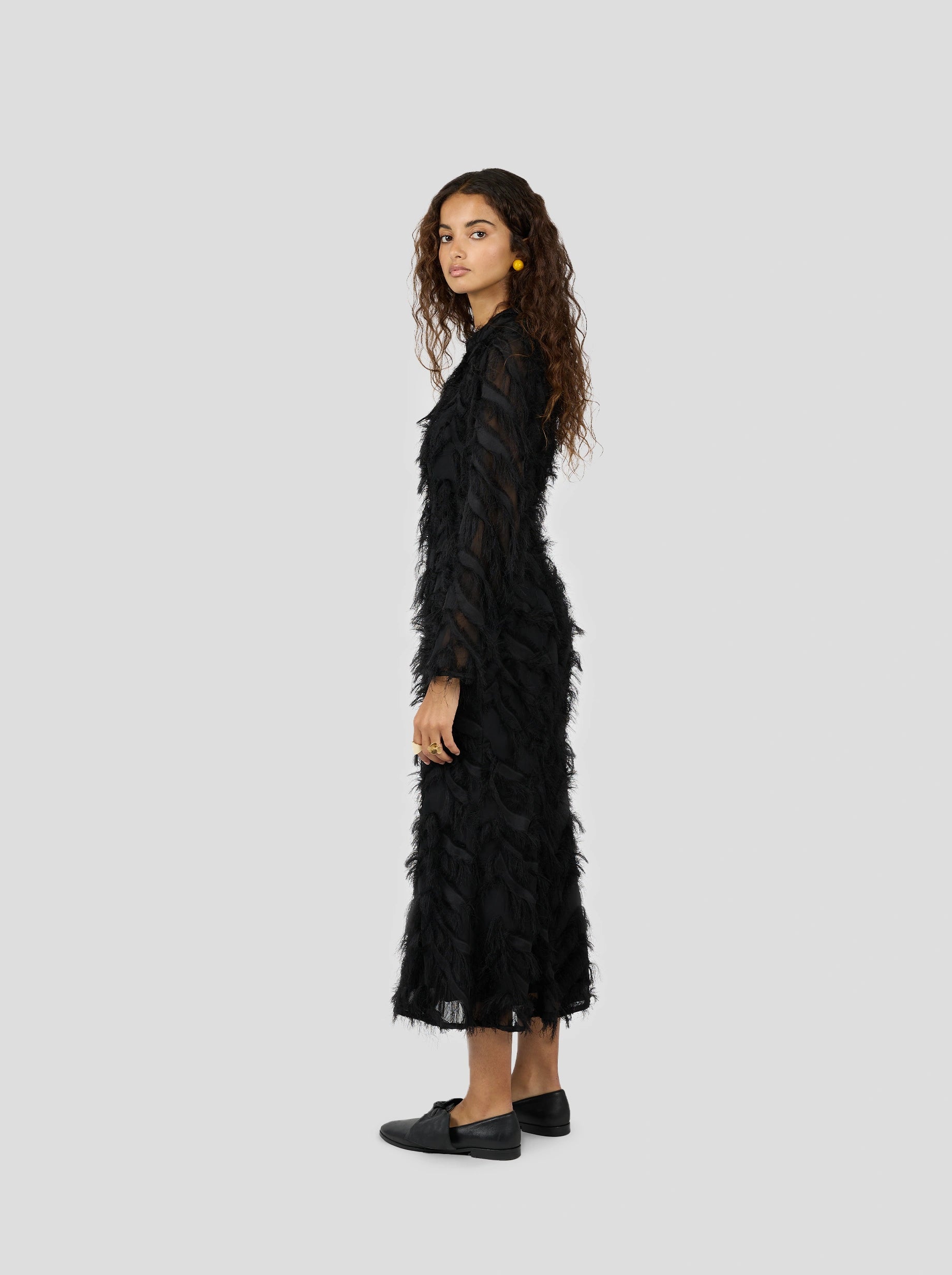 Sweet Suze Dress in Black Feathers