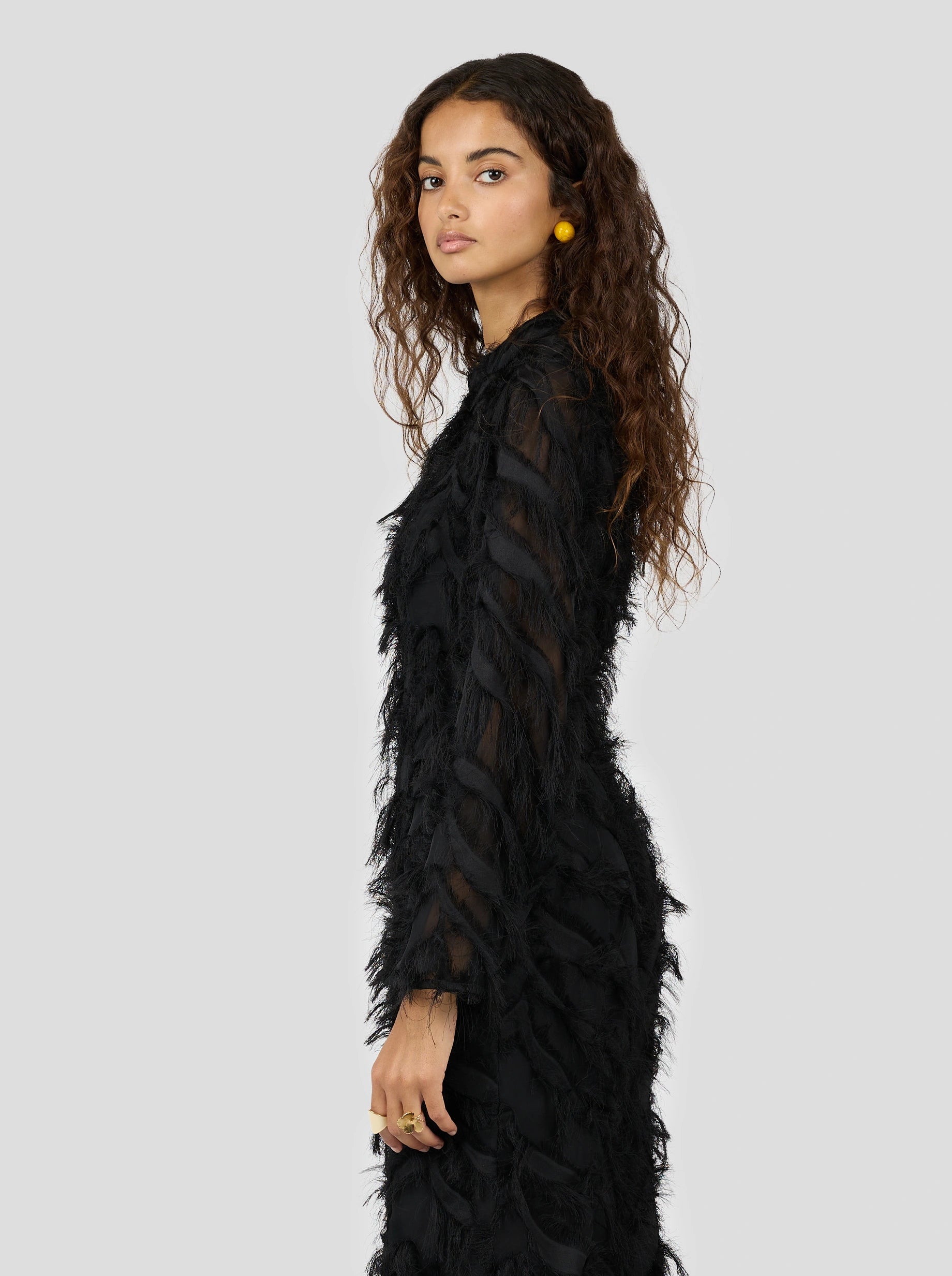 Sweet Suze Dress in Black Feathers