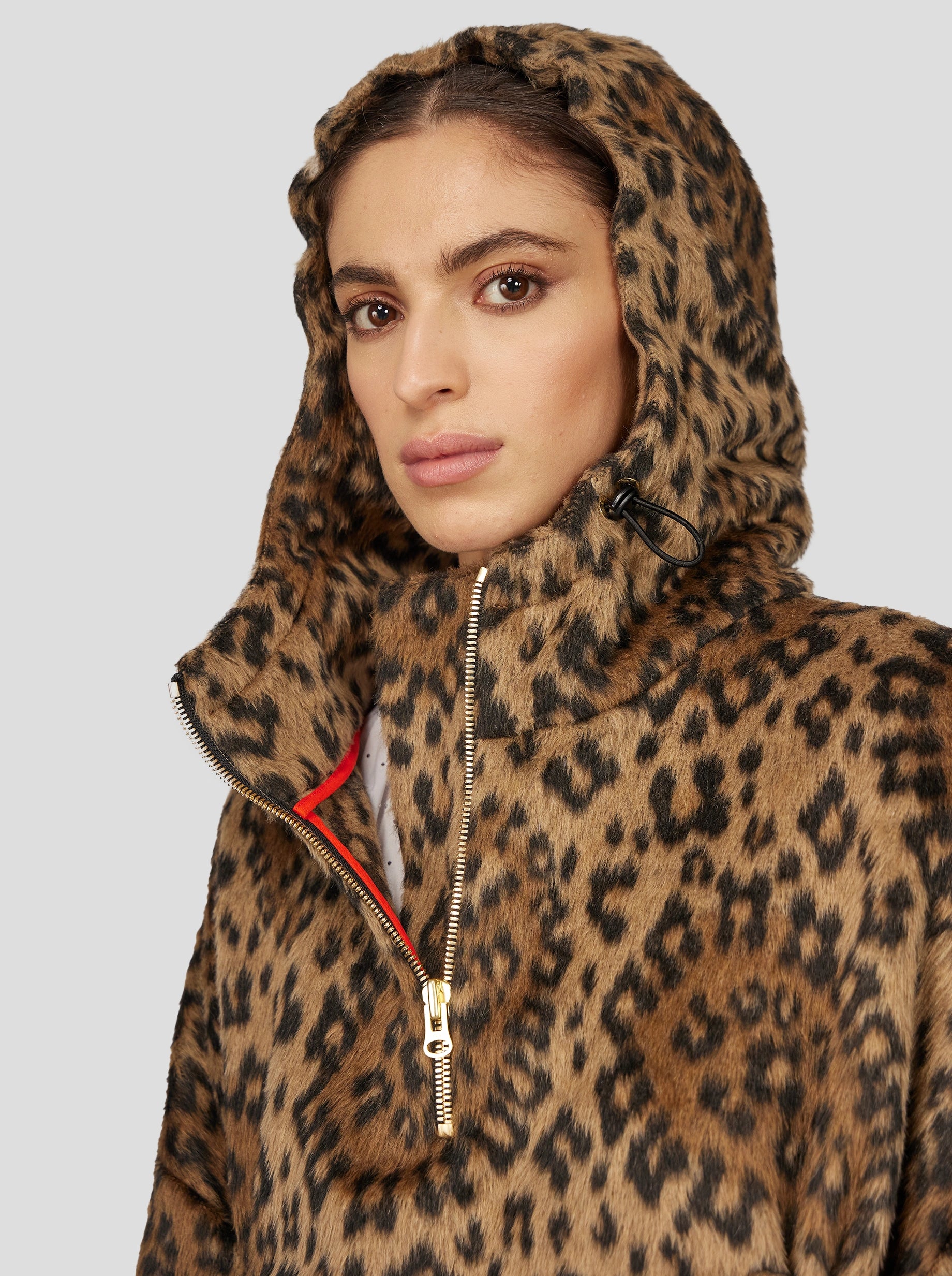 TONY WINDBREAKER  IN MUFFLED WOOL LEOPARD