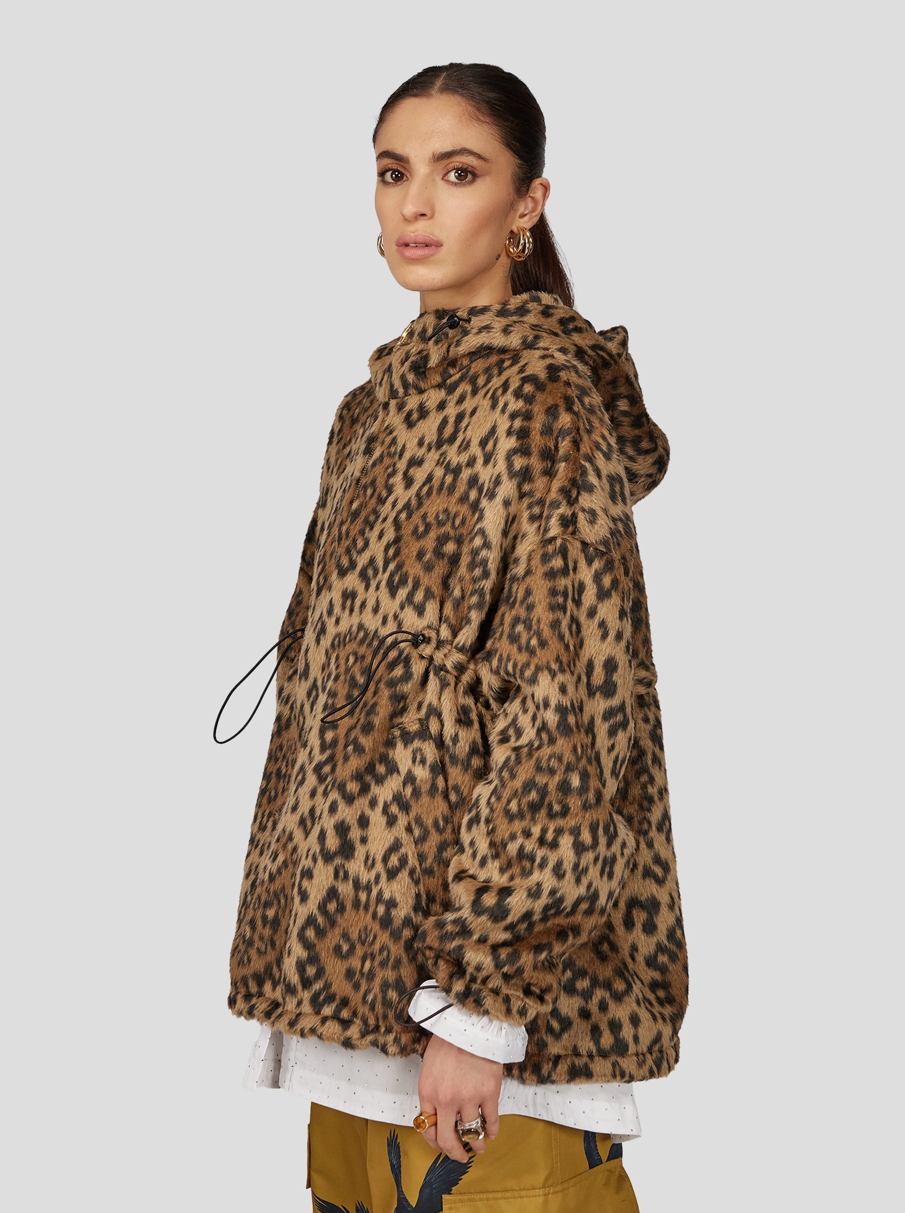 TONY WINDBREAKER  IN MUFFLED WOOL LEOPARD