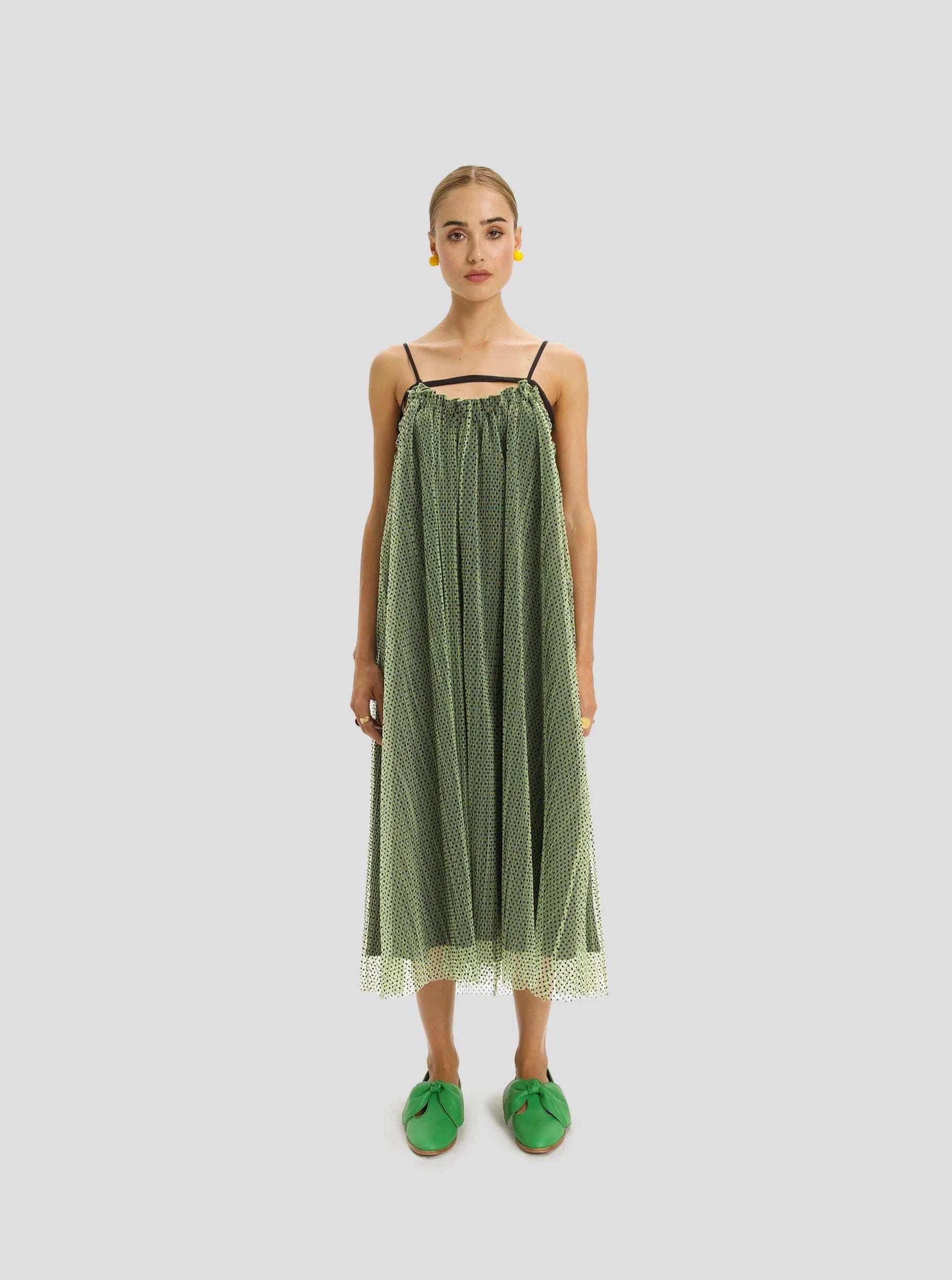 Robe Vickie en plumetis craquant Olive