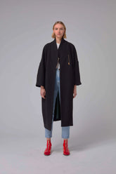 Eren coat in black woolen fabric and cashmere