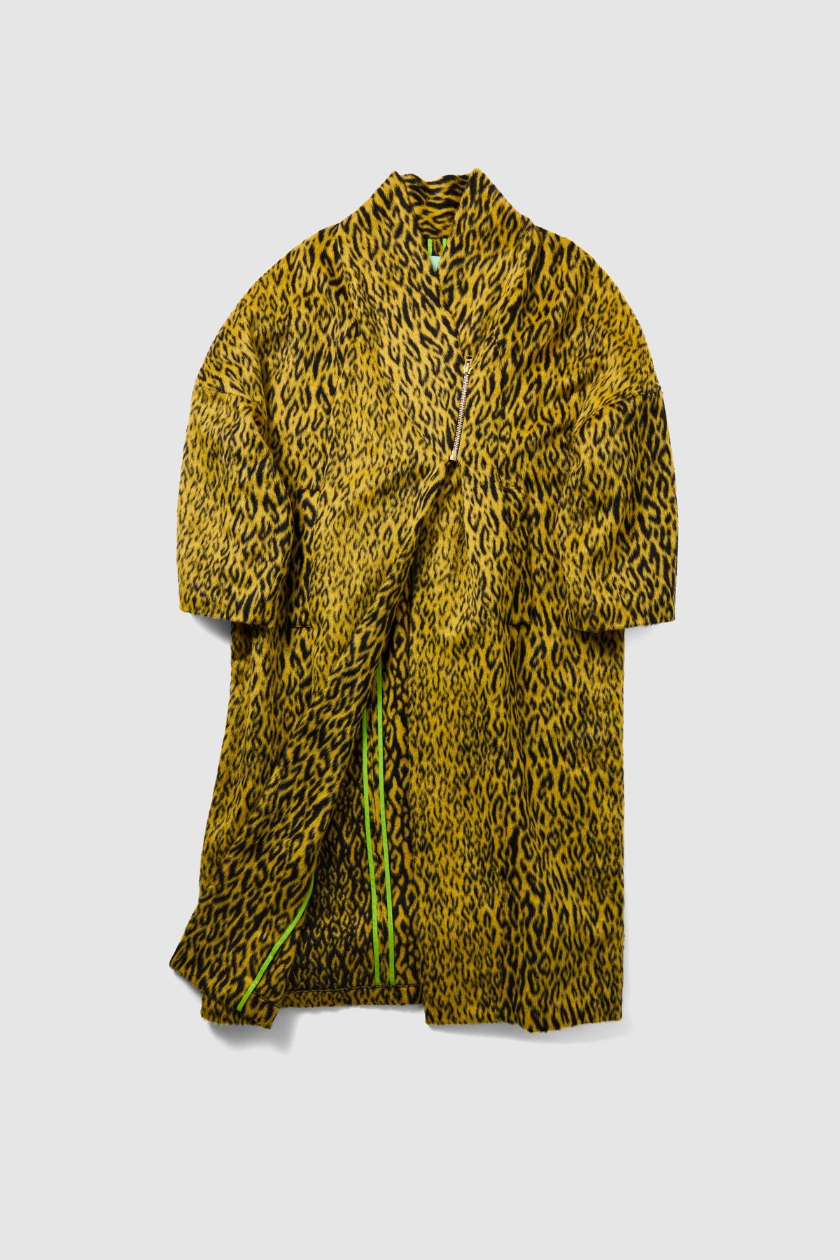 Eren coat in yellow woolen Leopard