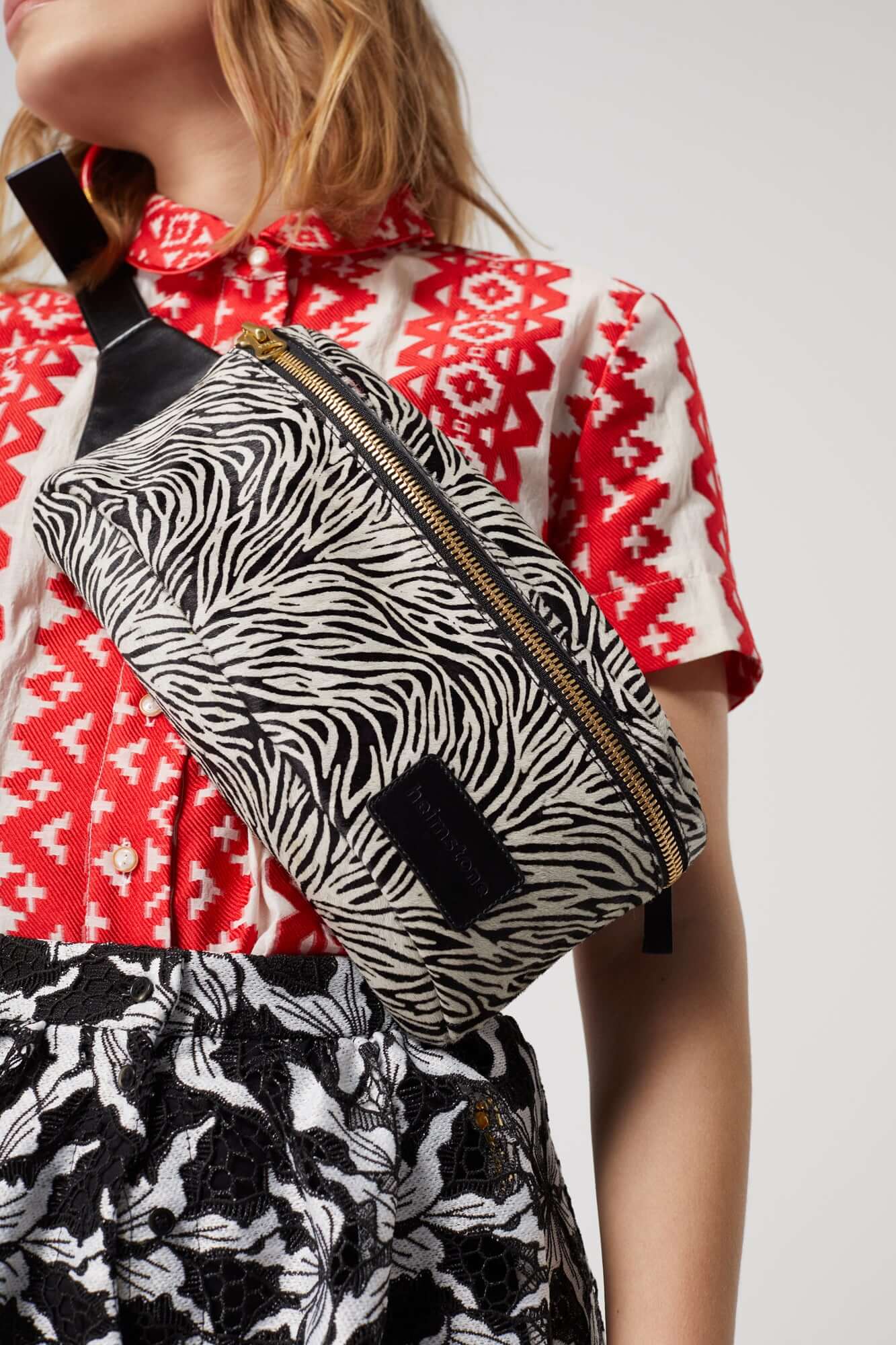 Fanny pack in Zebra printed leather