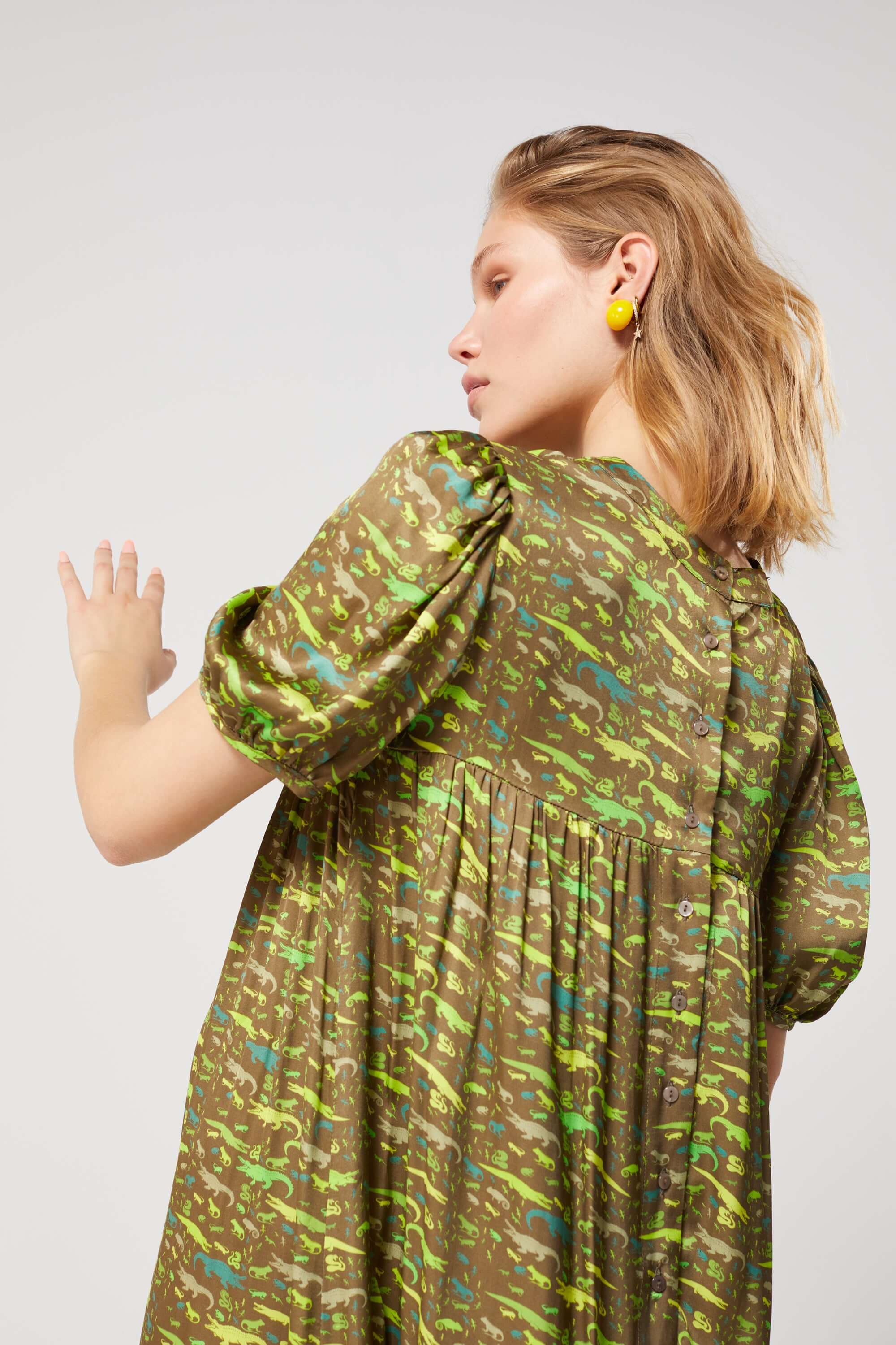 Gaya dress in Eat Your Greens print