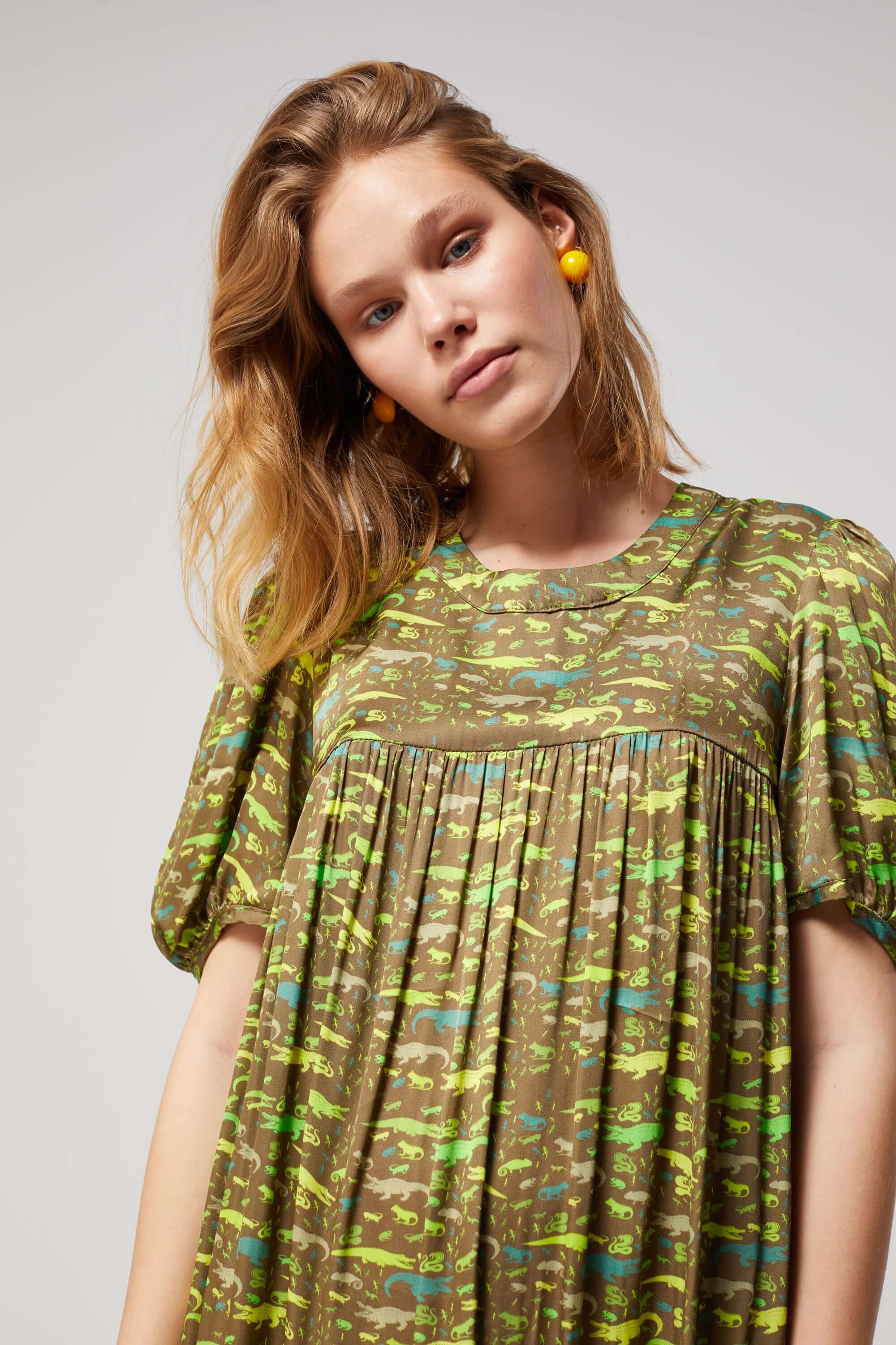 Gaya dress in Eat Your Greens print