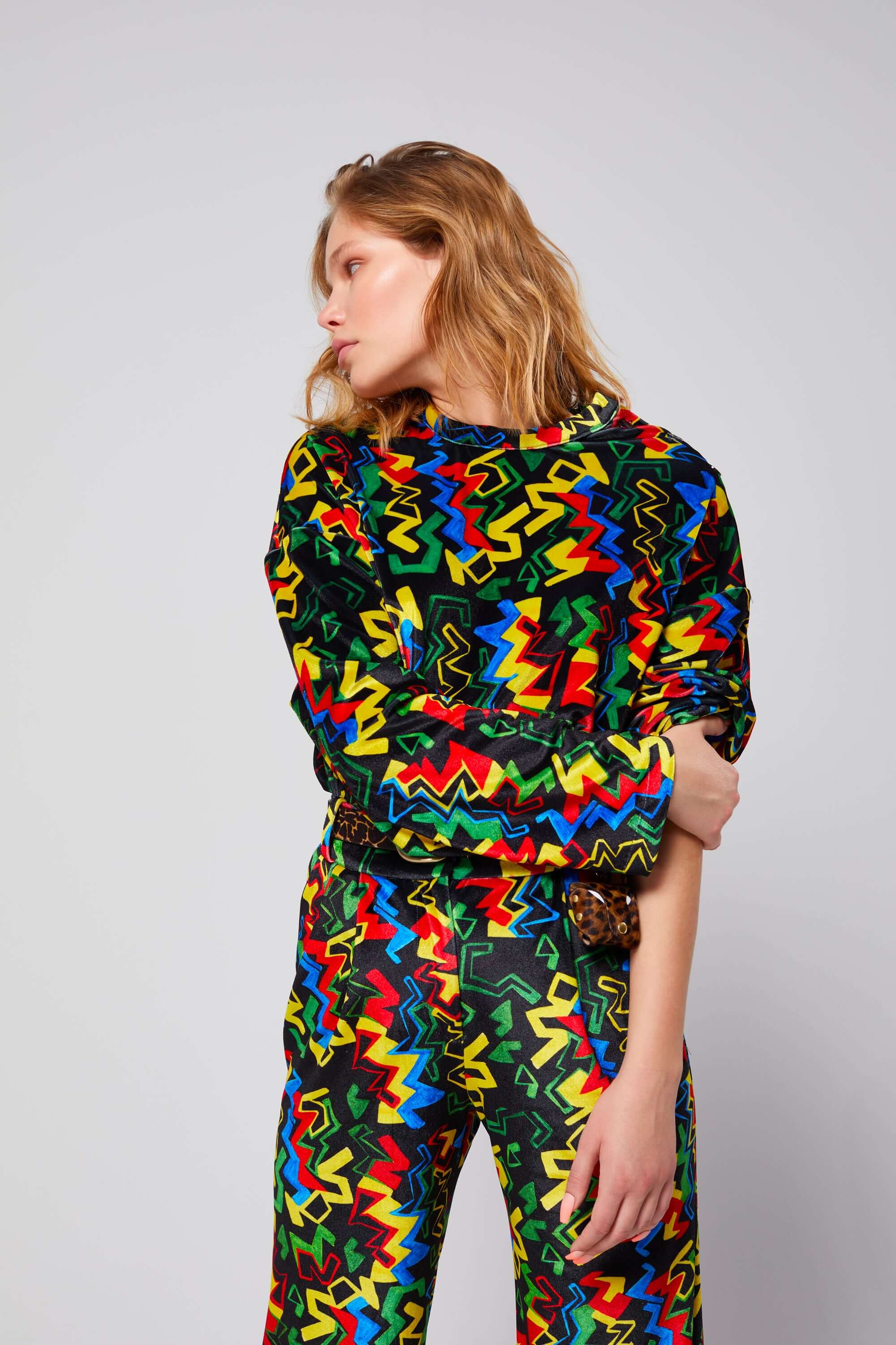 Bobbi sweater in Velvet Electric print | Heimstone