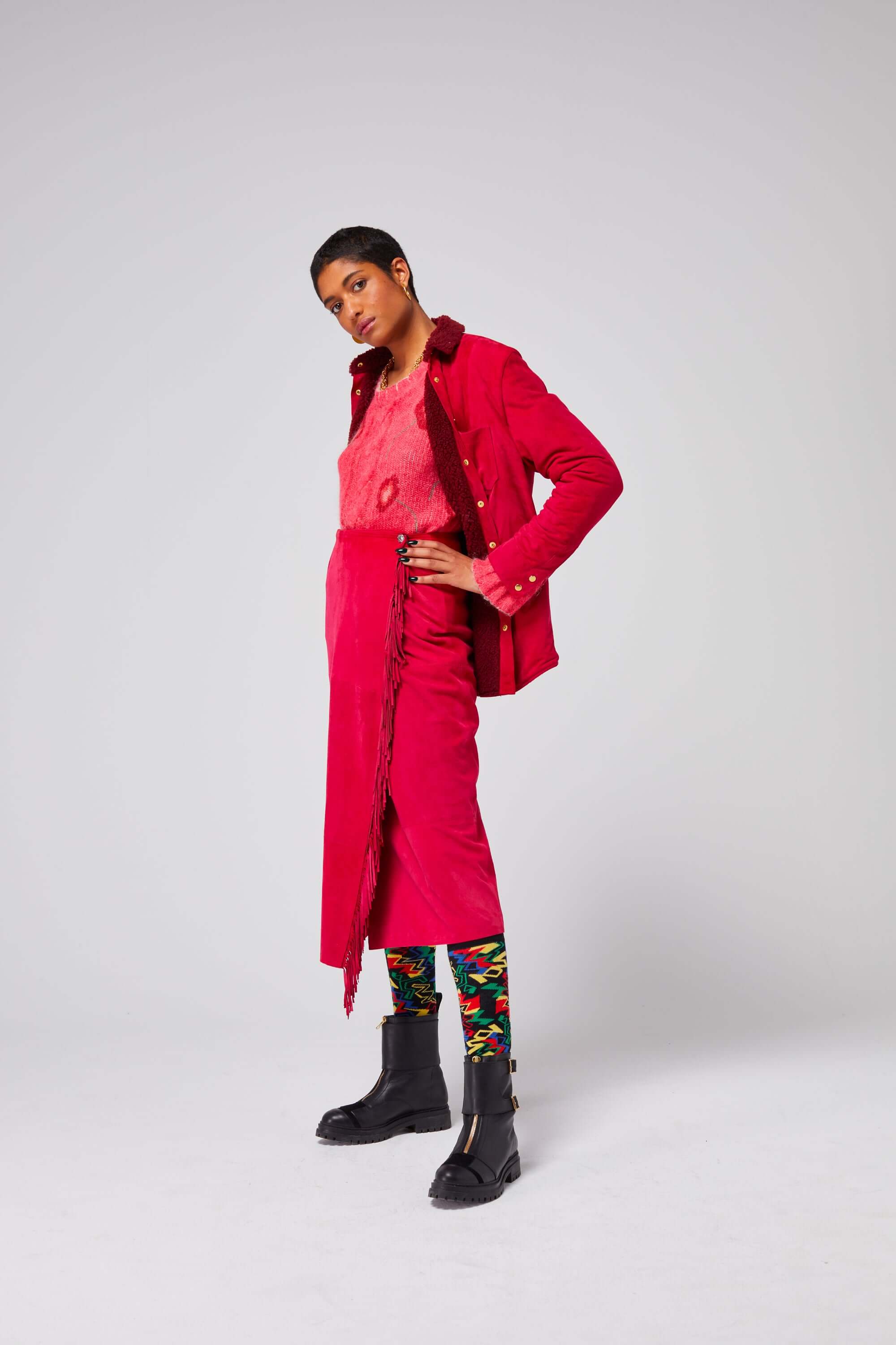 Calgary skirt in fuchsia suede