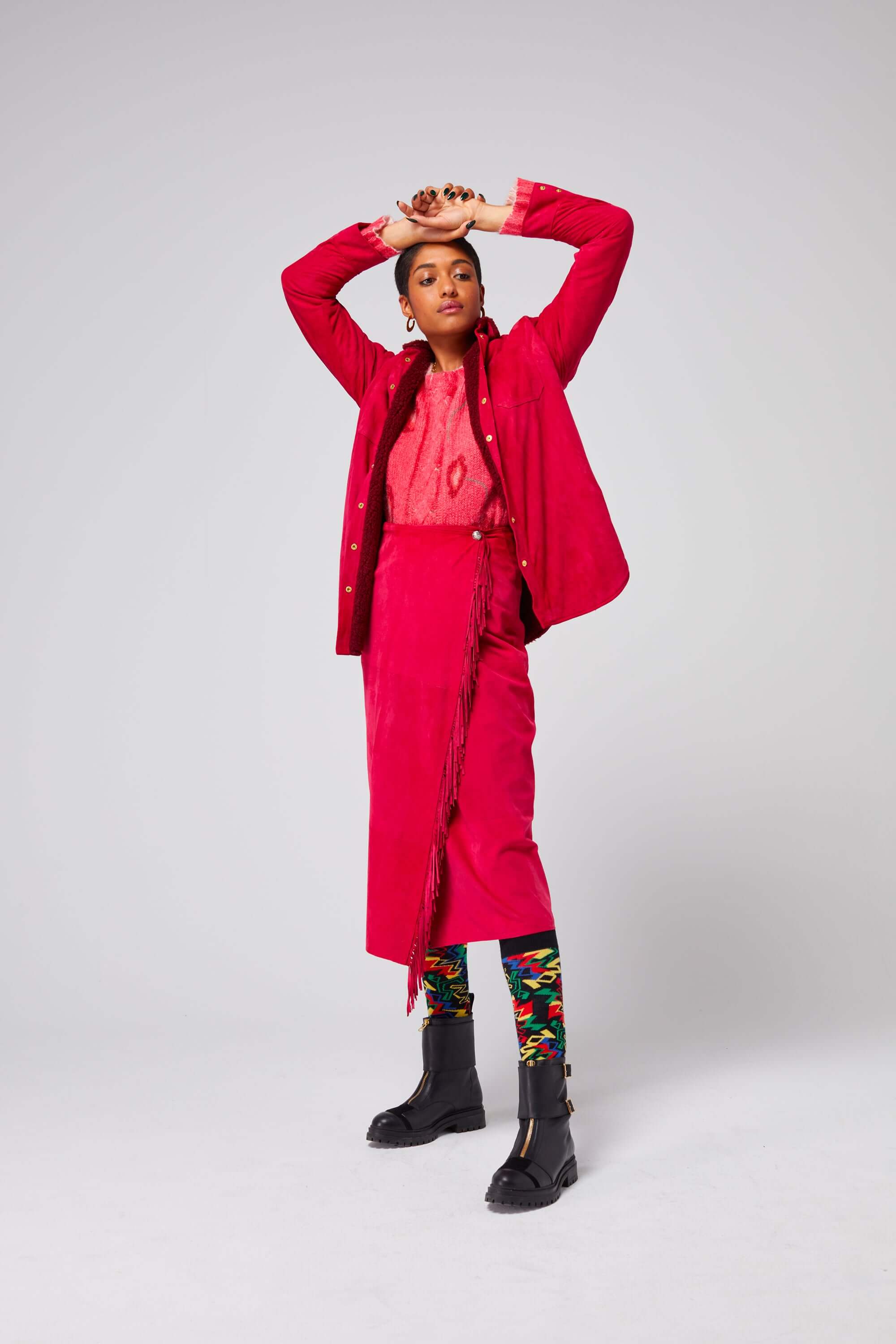 Calgary skirt in fuchsia suede