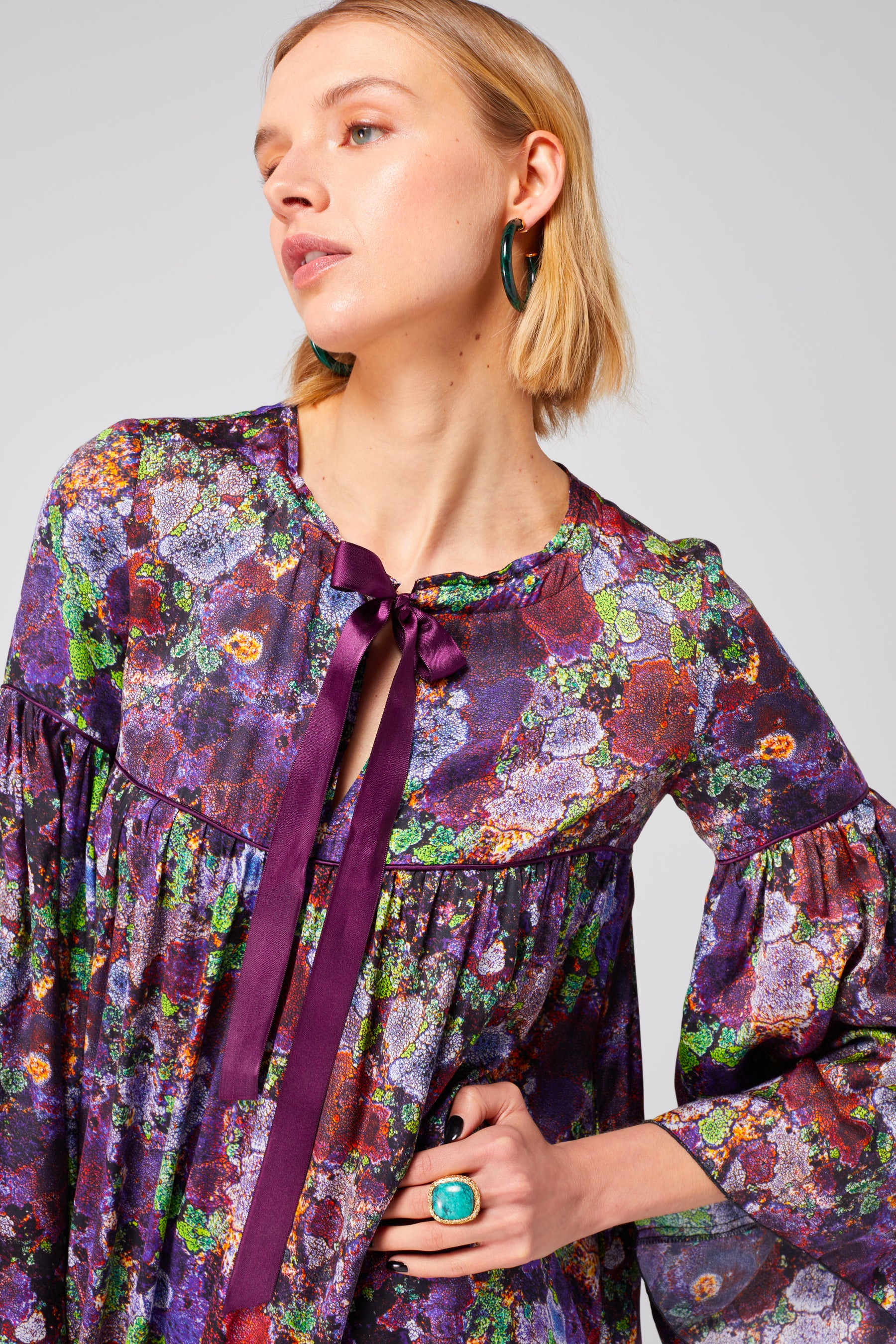 Sperone dress in Purple Lichen print