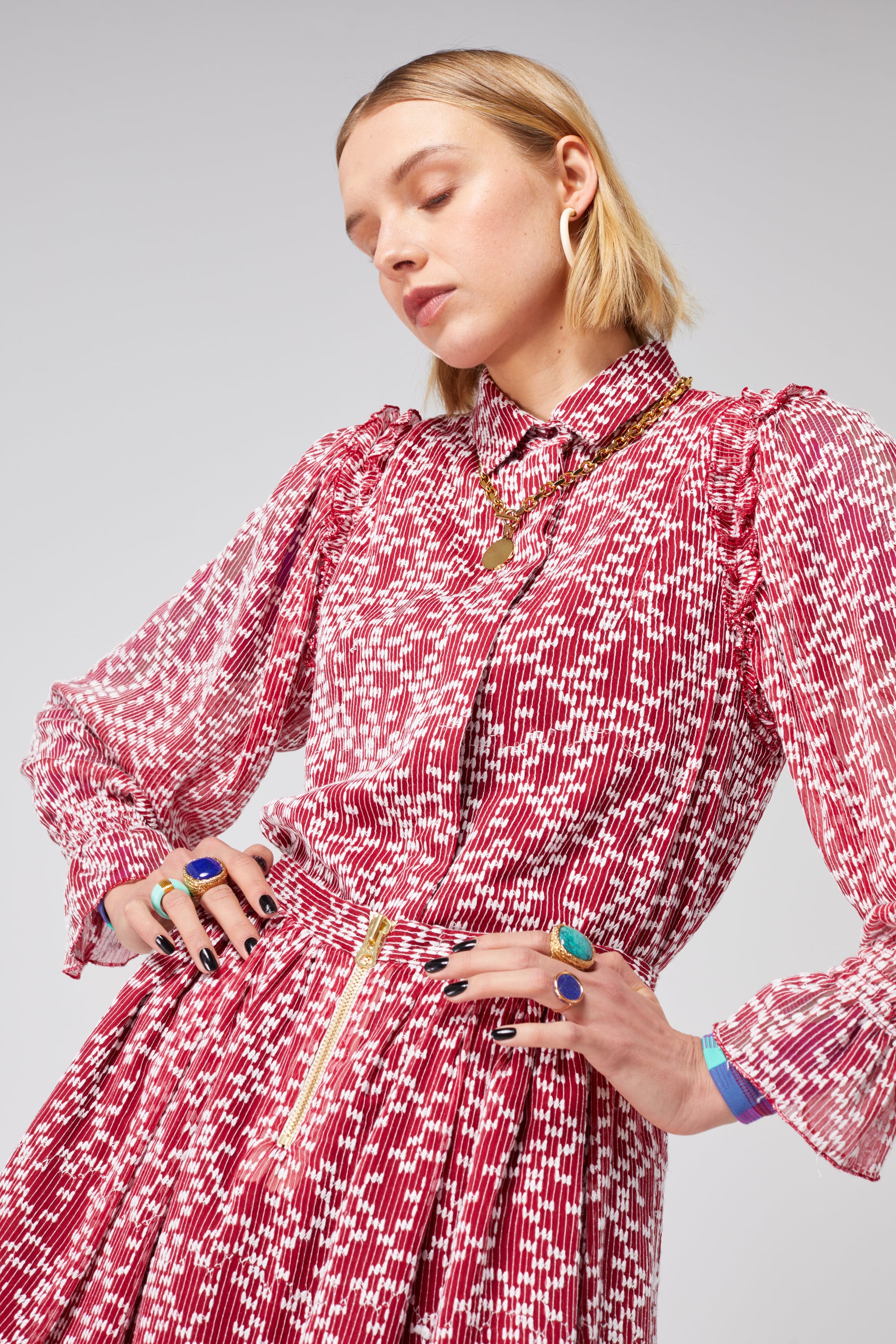 Chemise Imogen en plumetis grenade