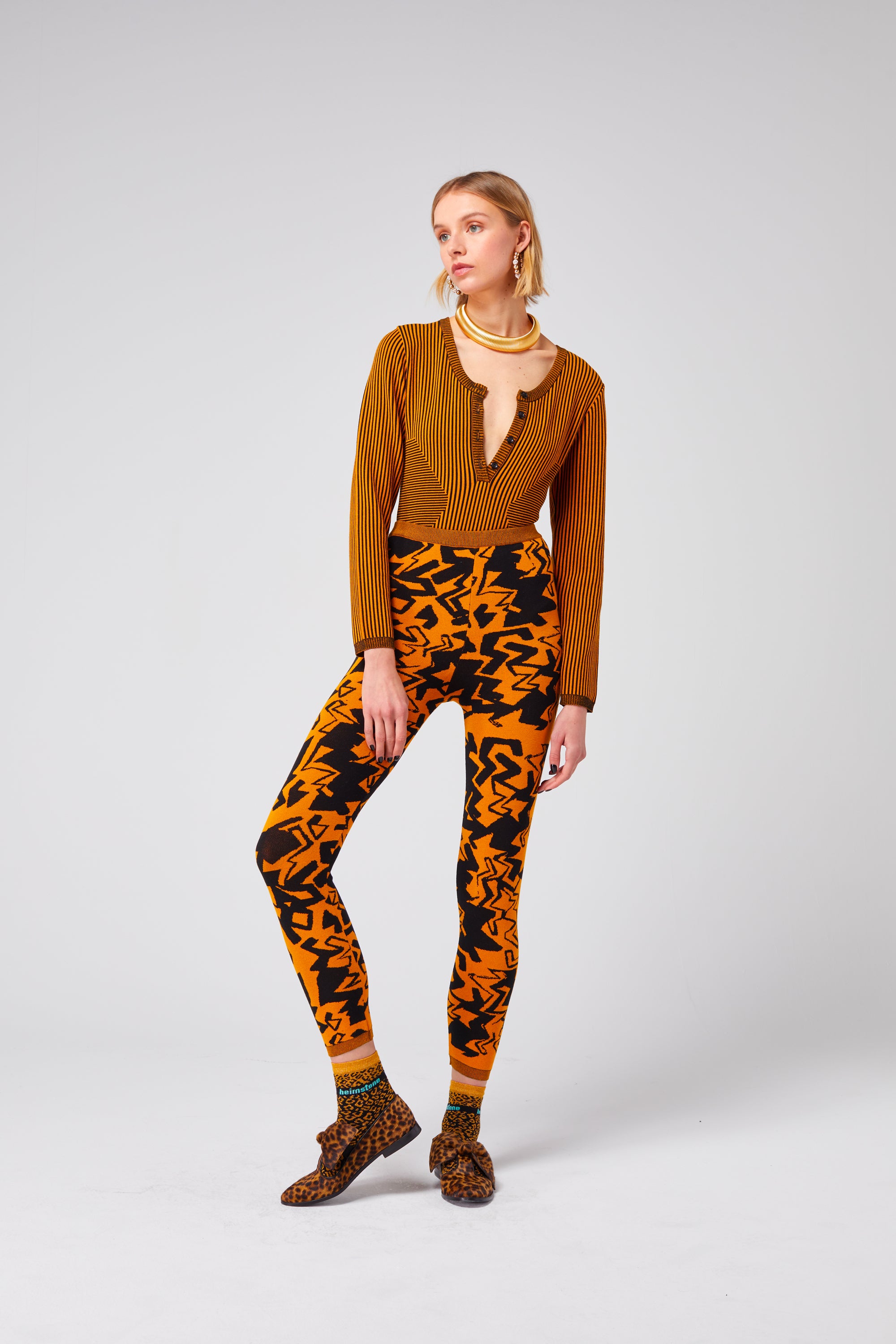 Glue Legging in Gold Electric knit