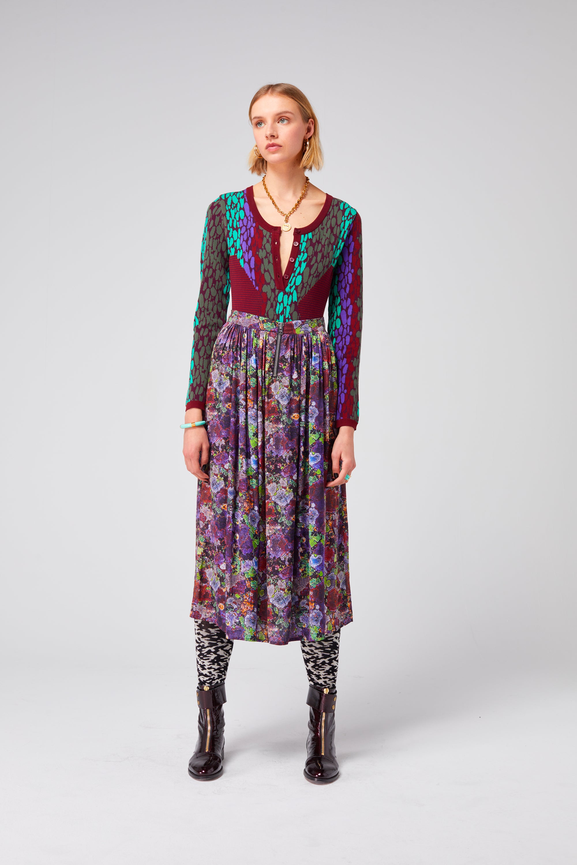 Orso skirt in Purple Lichen print
