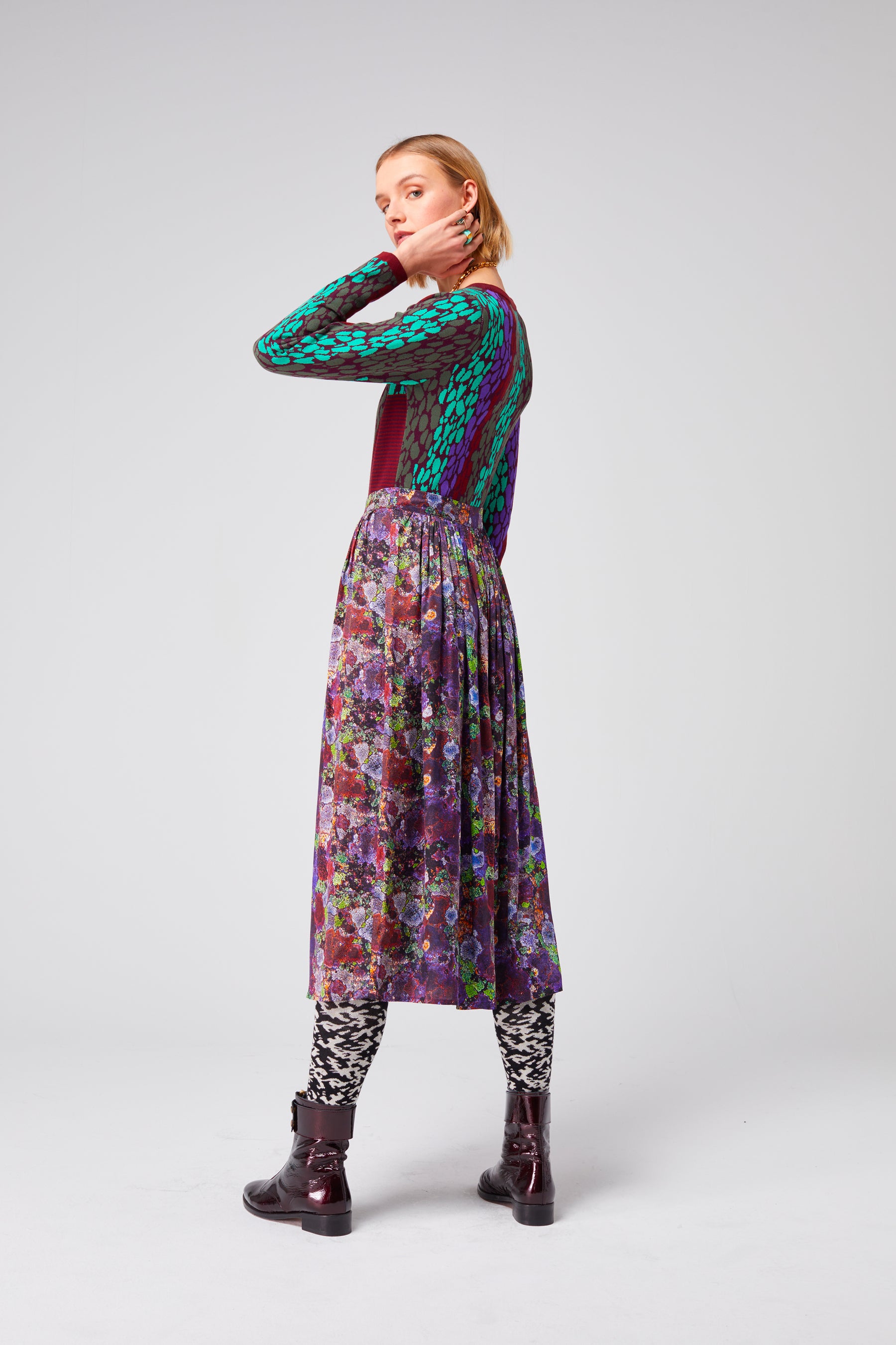 Orso skirt in Purple Lichen print