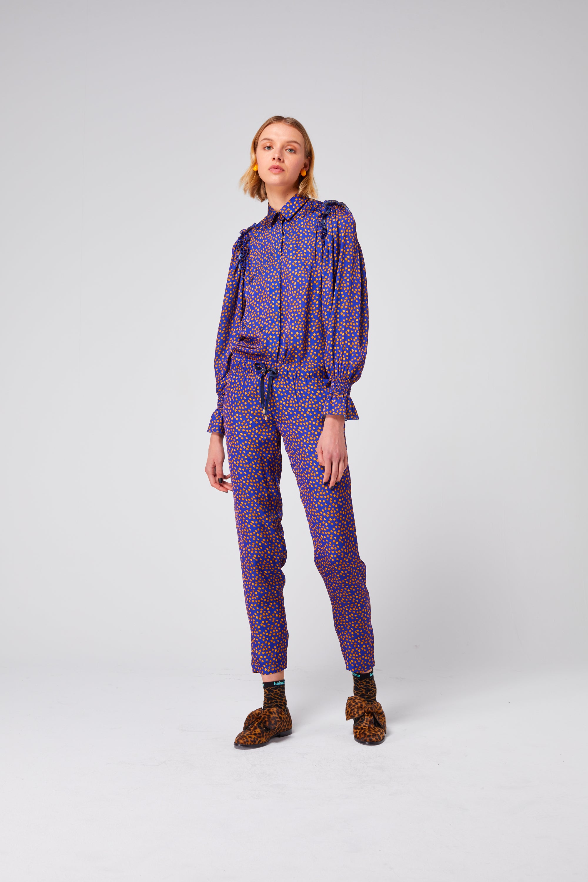 Melchior pants in navy blue Messy Dots