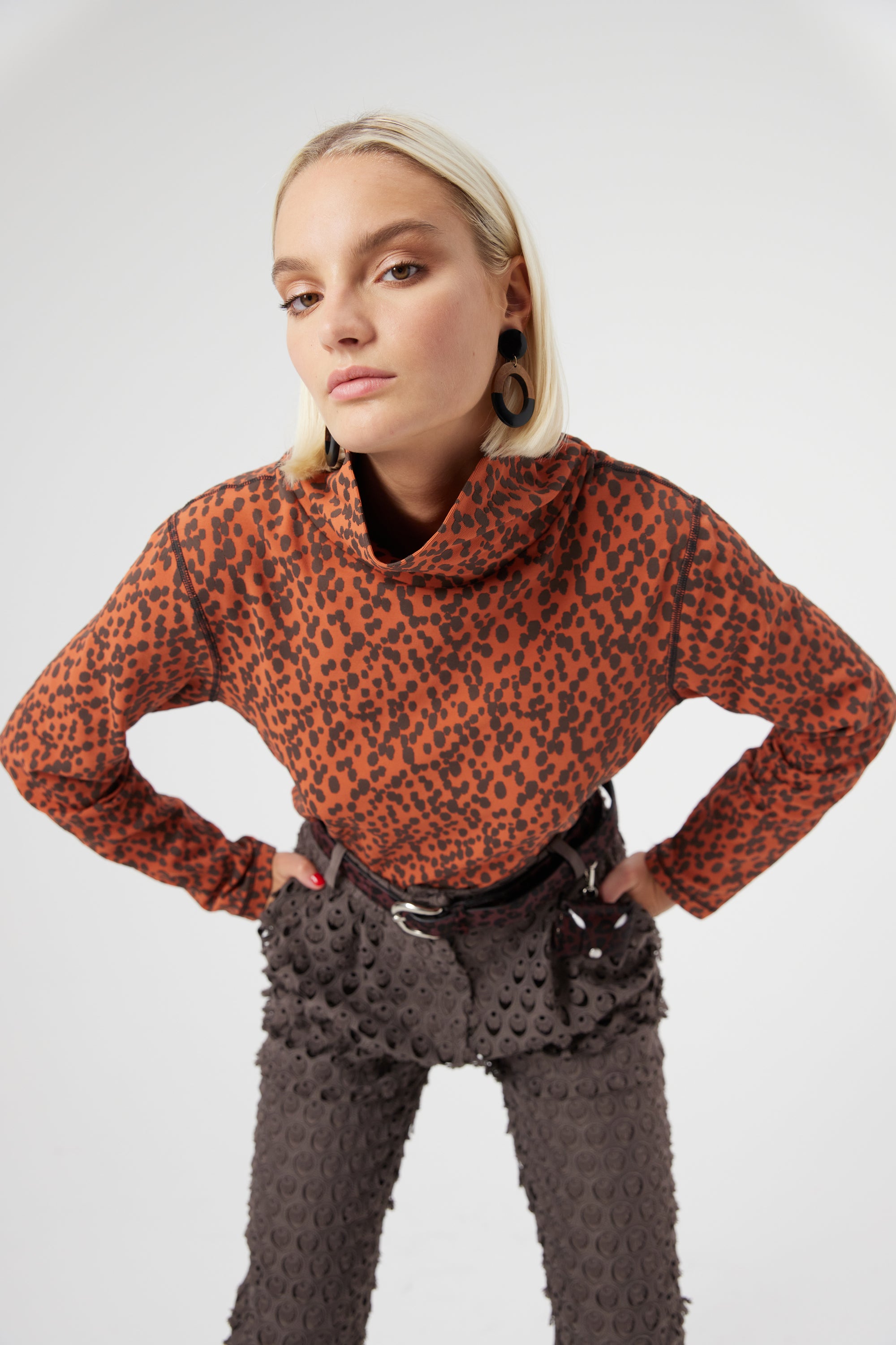 Slick undershirt  in Brick Leopard jersey