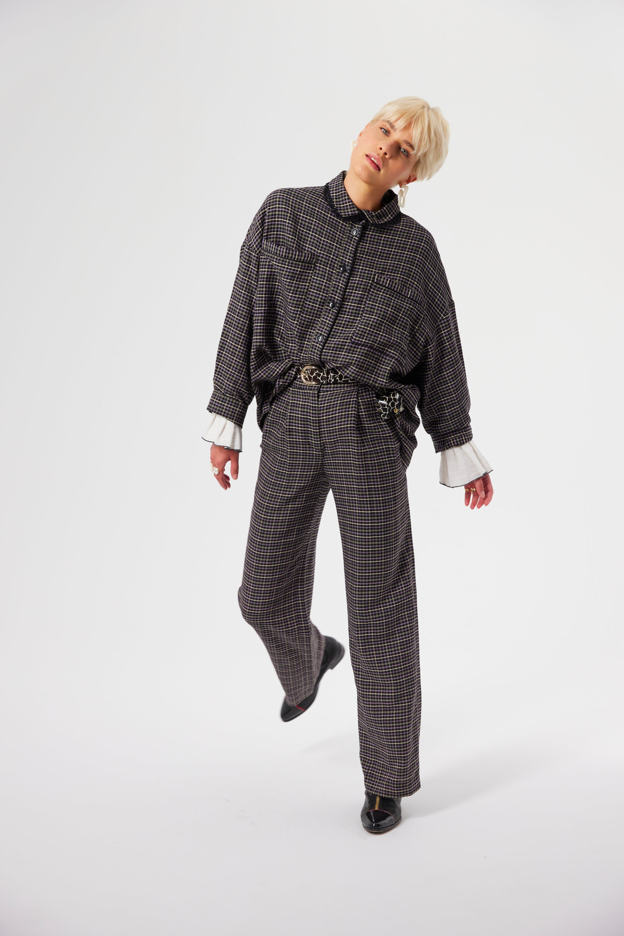 Pantalon Moor en tartan Yuzu
